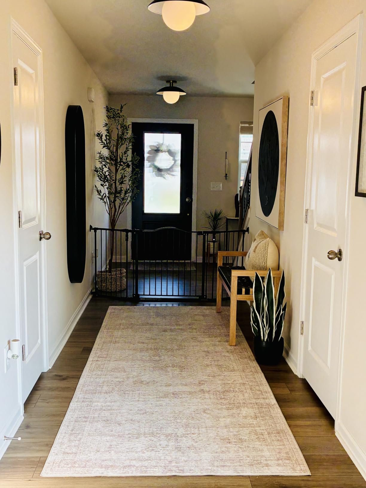 Hallway Washable Runner Rug - 2'6x14 Kitchen Rugs Entryway Rug Runner Vintage Soft Floor Mat Non Slip Indoor Farmhouse Carpet for Bathroom Living Room Bedroom customer photo 1