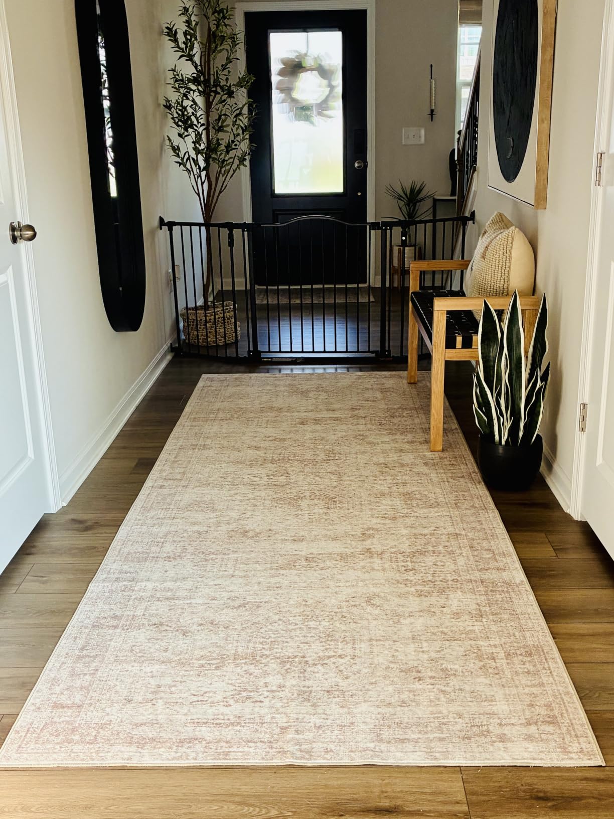 Hallway Washable Runner Rug - 2'6x14 Kitchen Rugs Entryway Rug Runner Vintage Soft Floor Mat Non Slip Indoor Farmhouse Carpet for Bathroom Living Room Bedroom customer photo 2