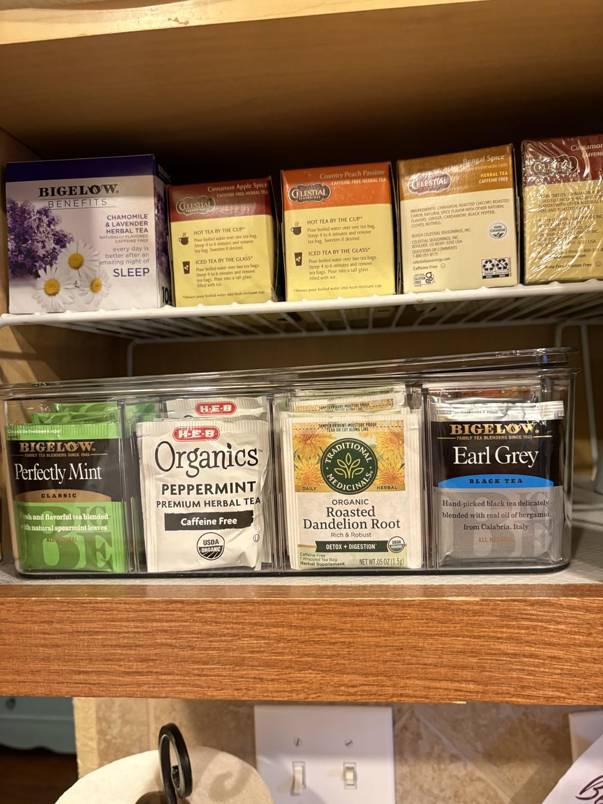 Tea Bags Organizer: Extra Large Tea Bag Holder with Lid - Drink Packets Organizer for Cabinet, Counter, Countertop, TeaBag Holder for 16 Different Types (Large) customer photo 1