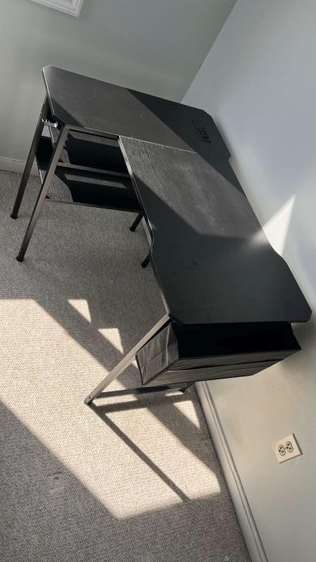 L Shaped Gaming Desk 40 Inch - Computer Corner Desk with Power Outlets, Reversible Shelves & Storage Bag for Home Office customer photo 1