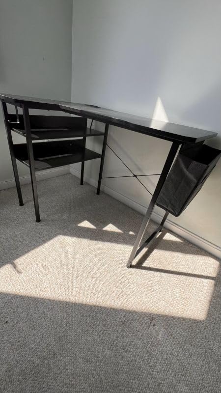 L Shaped Gaming Desk 40 Inch - Computer Corner Desk with Power Outlets, Reversible Shelves & Storage Bag for Home Office customer photo 2
