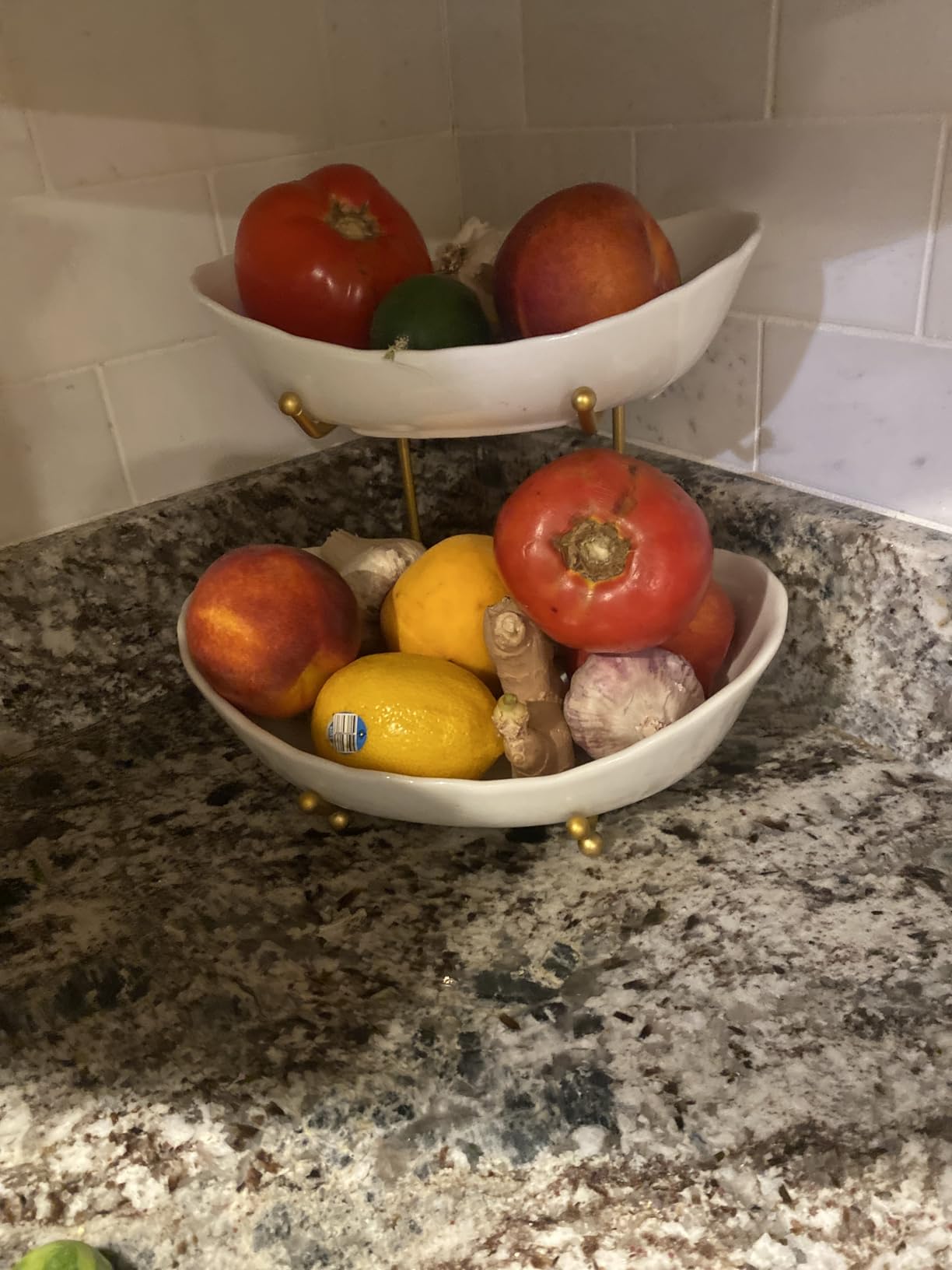 HBlife Fruit Bowl for Kitchen Counter - 2 Tier Ceramic Fruit Rack, Fruit Basket for Fresh Fruit&Veggies, Tiered Fruit Platter Serving Trays for Party customer photo 2