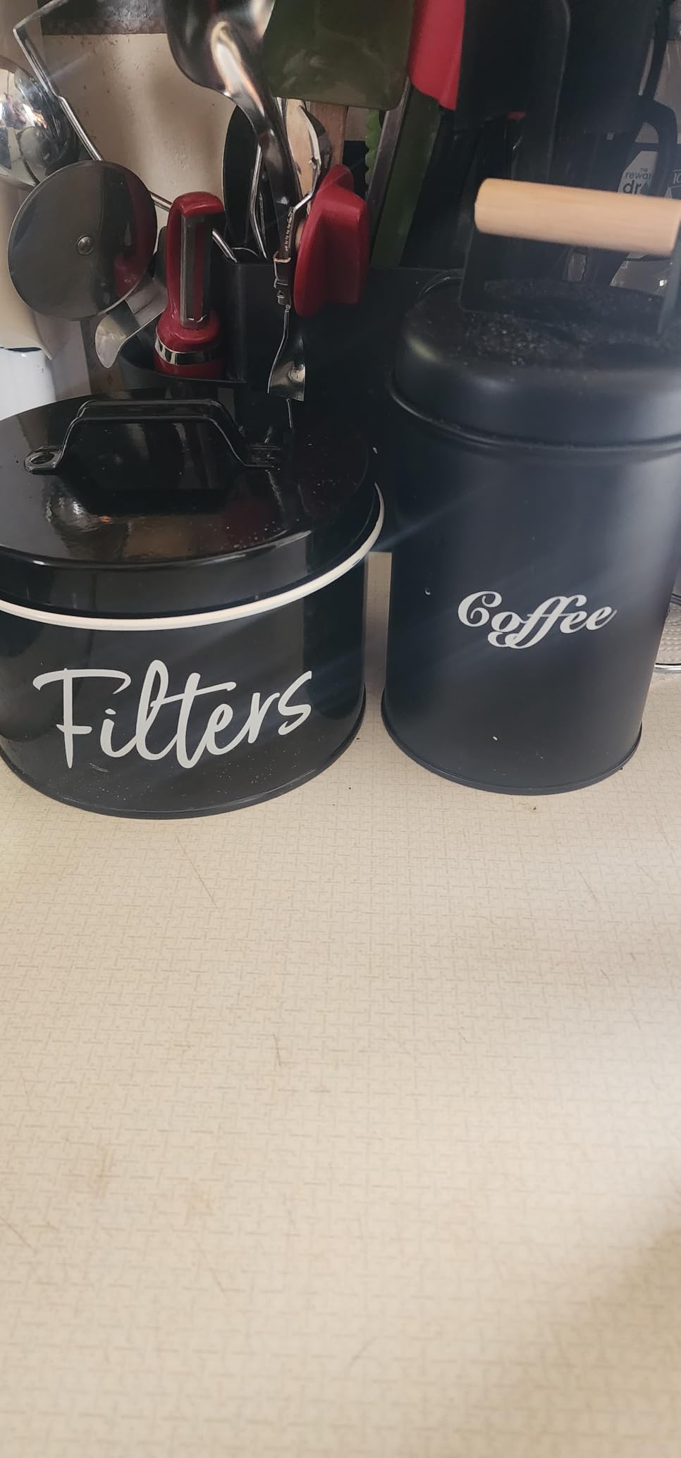DRASTAR Coffee Filter Holder, Black Filter Storage with Lid for Counter, Storage Basket Container for Coffee Bar Accessories Decor customer photo 1