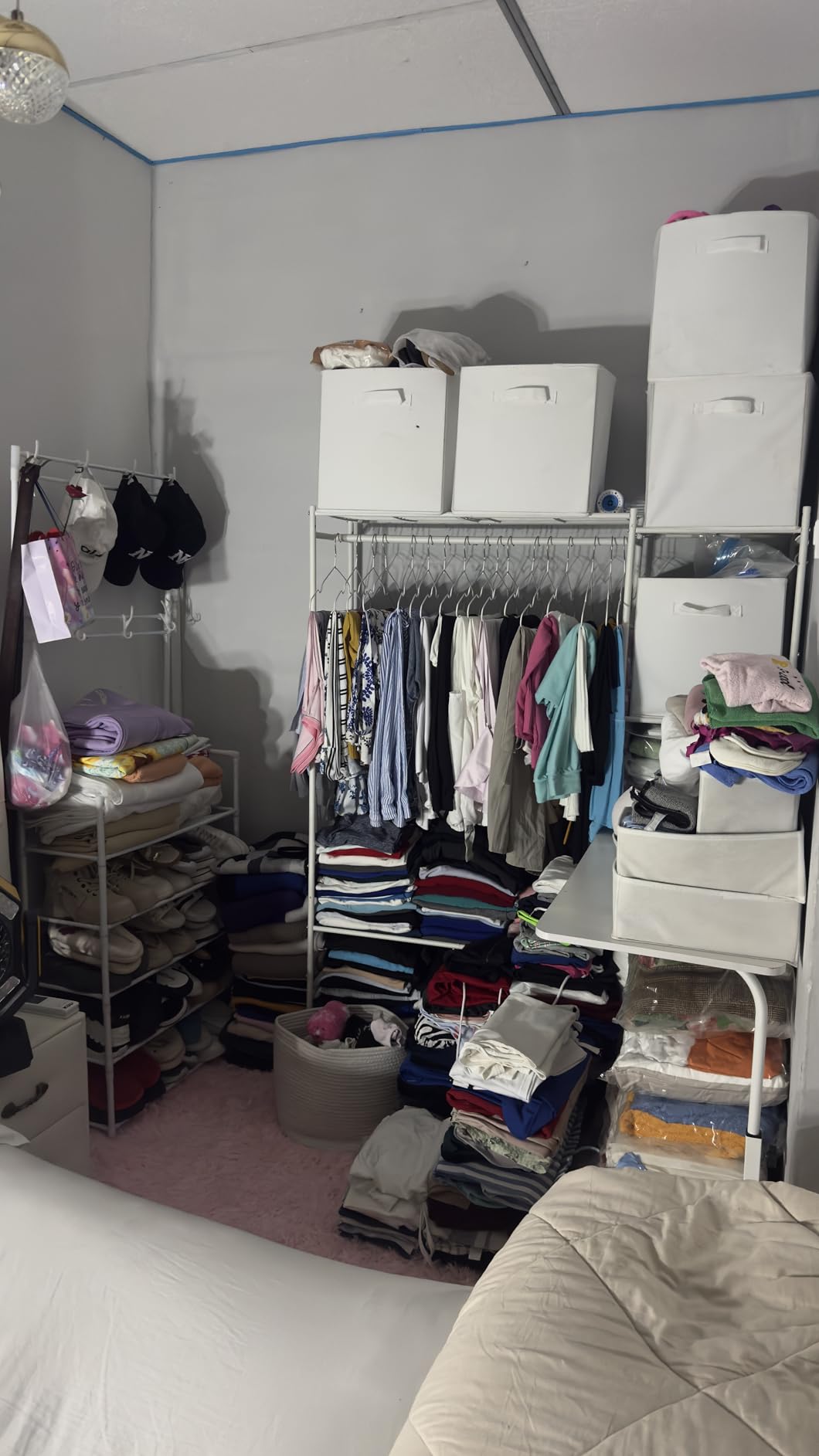 HOMIDEC Wardrobe Closet, Portable Clothes Rack with 4 Tiers Shelves, Freestanding Closet Organizers and Storage System with Hanging Rod, White customer photo 1