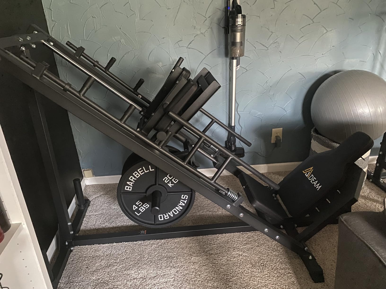 Mdeam Leg Press Hack Squat Machine, Leg Press Machine with Linear Bearing | 2-in-1, 45-Degree Hack Squat for Home Gym, Diamond-Plated Footplate, Strength Training for Quads, Hamstring, Glutes, Calves customer photo 1