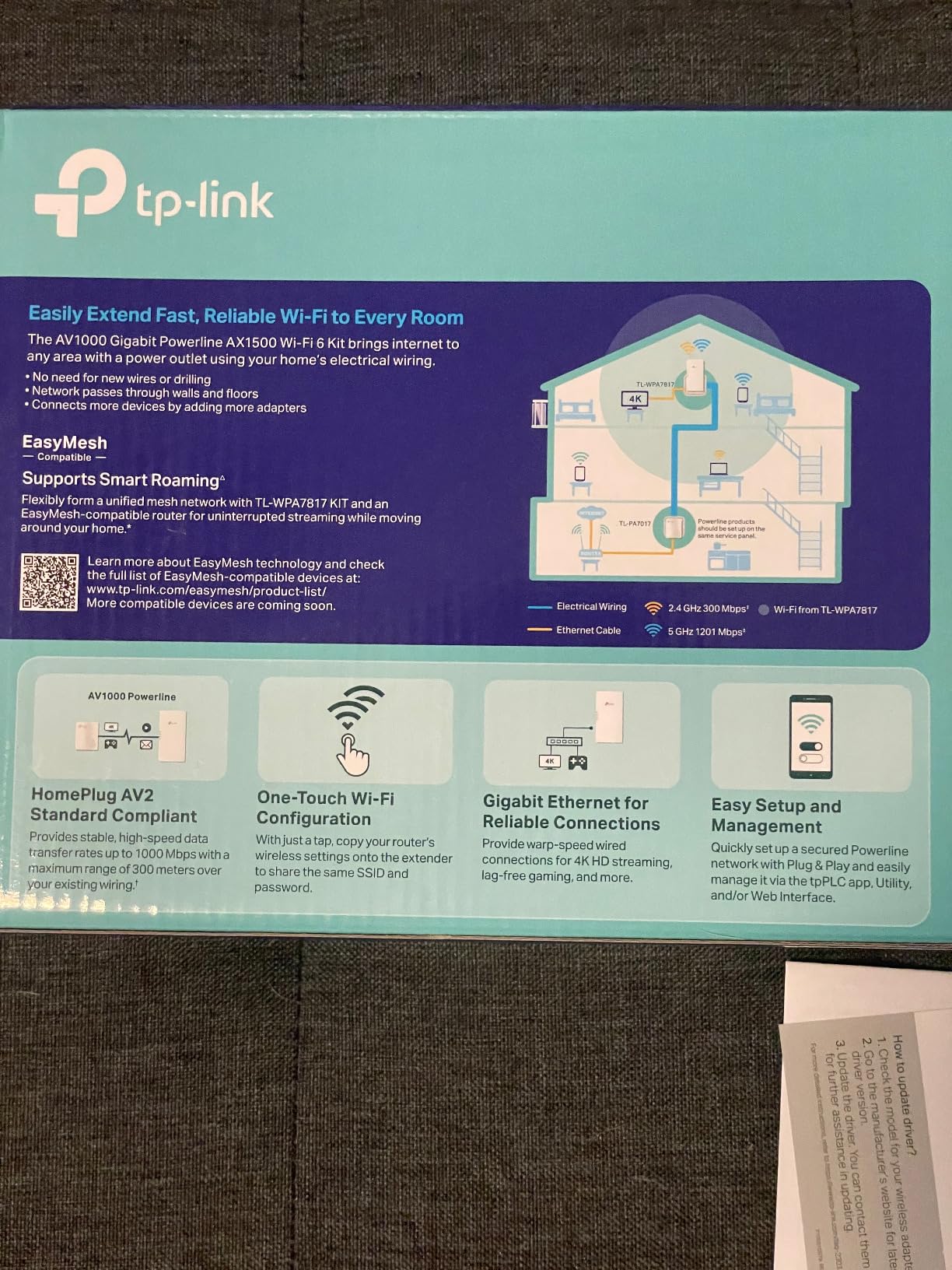 TP-Link AV1000 Powerline Ethernet Adapter+AX1500 Wi-Fi 6 WiFi Extender KIT | AV1000 Powerline Network Adapter&AX1500 Dual-Band Extender, Gigabit Port, EasyMesh, Plug & Play, TL-WPA7817 KIT customer photo 1