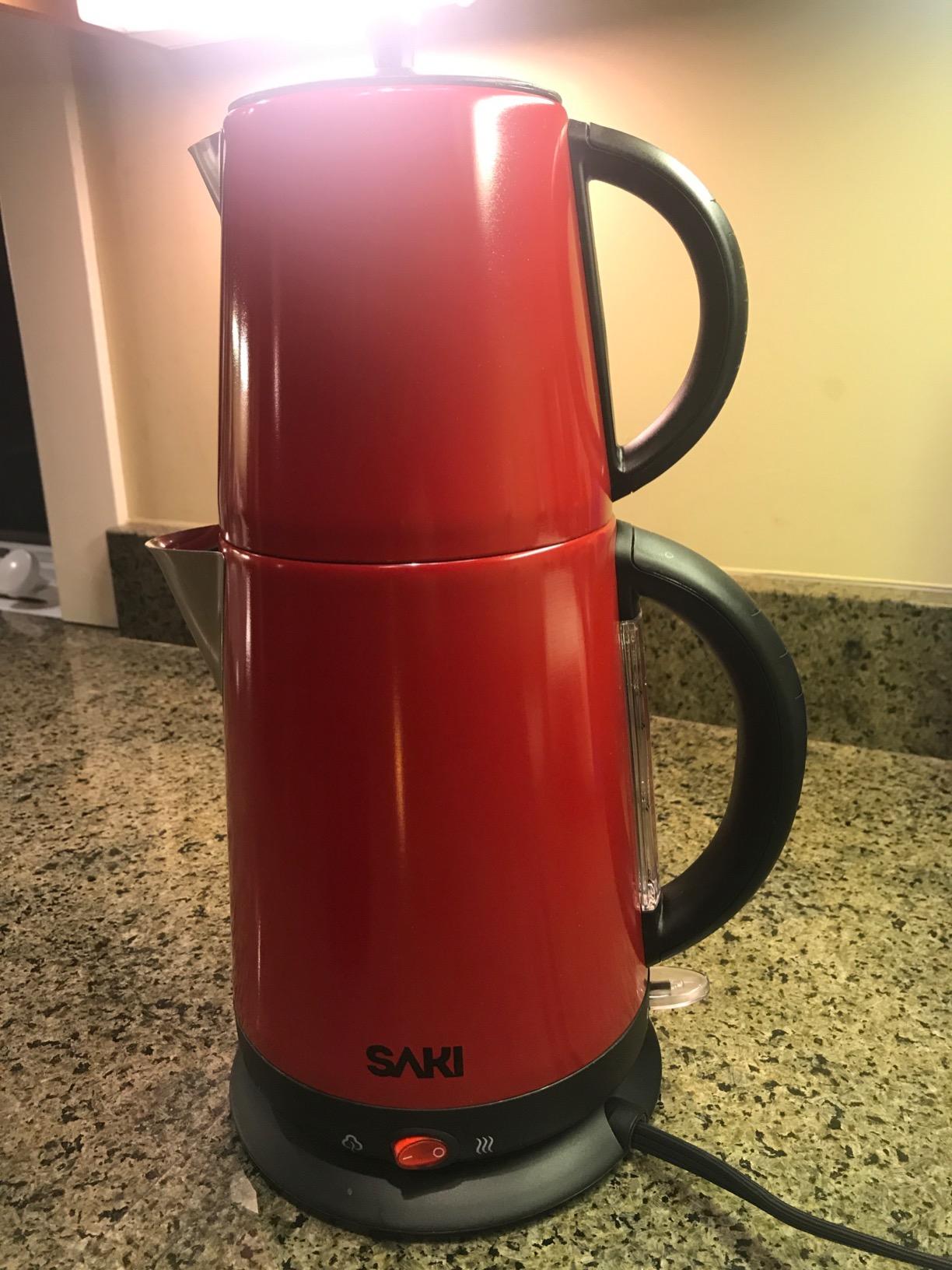 Saki Turkish Tea Maker Machine Pro, Electric Double-Pot Teapot 1.75L, 120 Min Keep-Warm, Stainless Steel BPA-Free, Auto Shut-Off & Boil-Dry, LED Brew Ring, Matte Black customer photo 2
