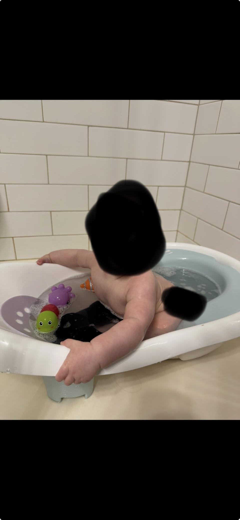 Fisher-Price Baby to Toddler Bath 4-in-1 Sling 'N Seat Tub with Removable Infant Support and 2 Toys, Pacific Pebble customer photo 1