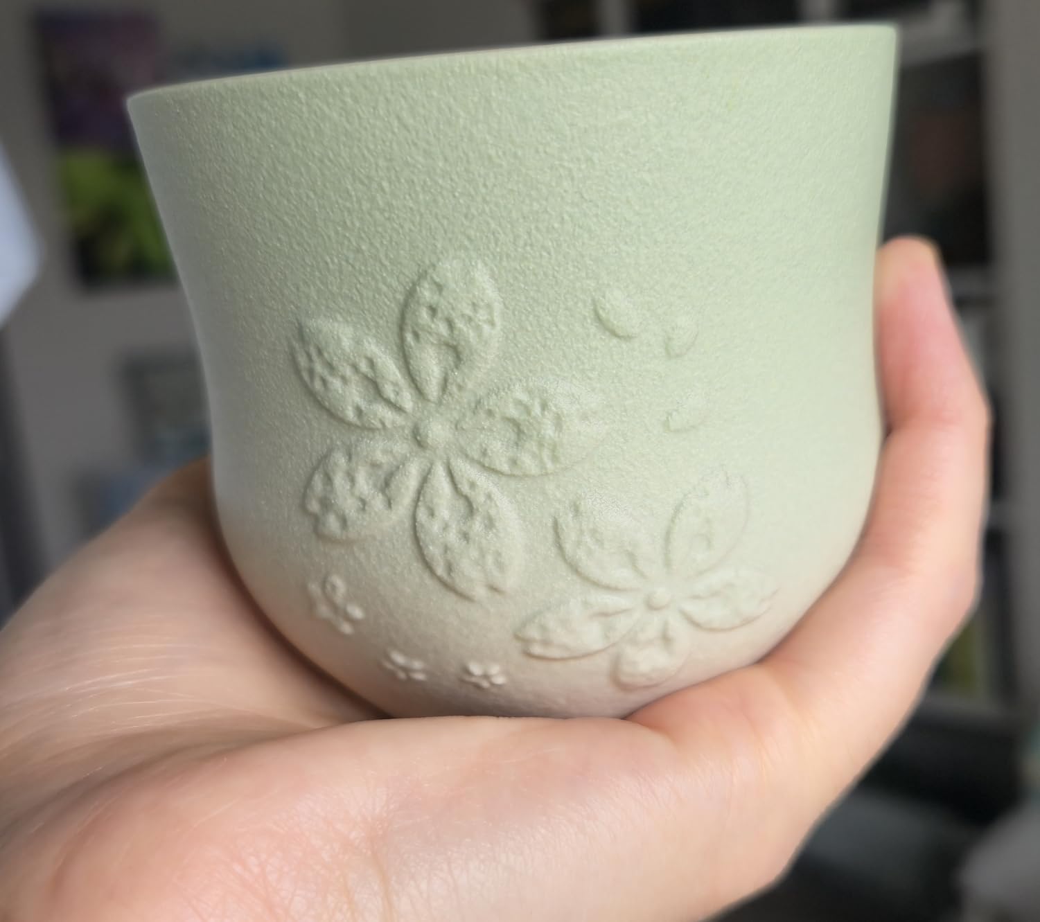 ZENS Japanese Tea Cups Set of 4 - 210ML Embossed Porcelain Japan Tea Cups, Handleless, Traditional Japanese Style for Gongfu Tea, Matcha - Off White customer photo 1