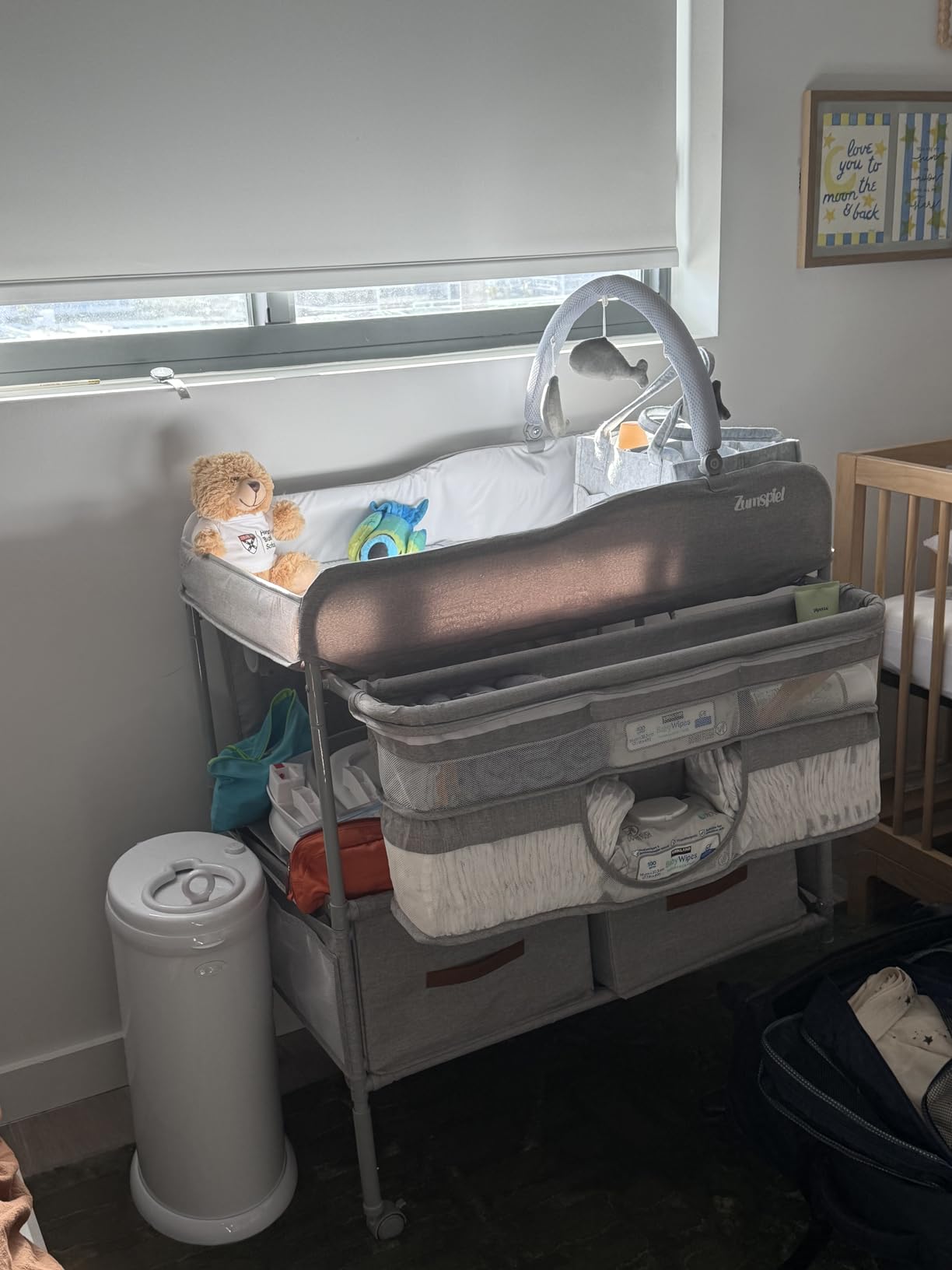 Baby Changing Table, Versatile Portable Folding Changing Table, Waterproof Diaper Changing Station with Waste Basket, Adjustable Height with 2 Drawers, Baby Changing Station for Infant and Newborn customer photo 1