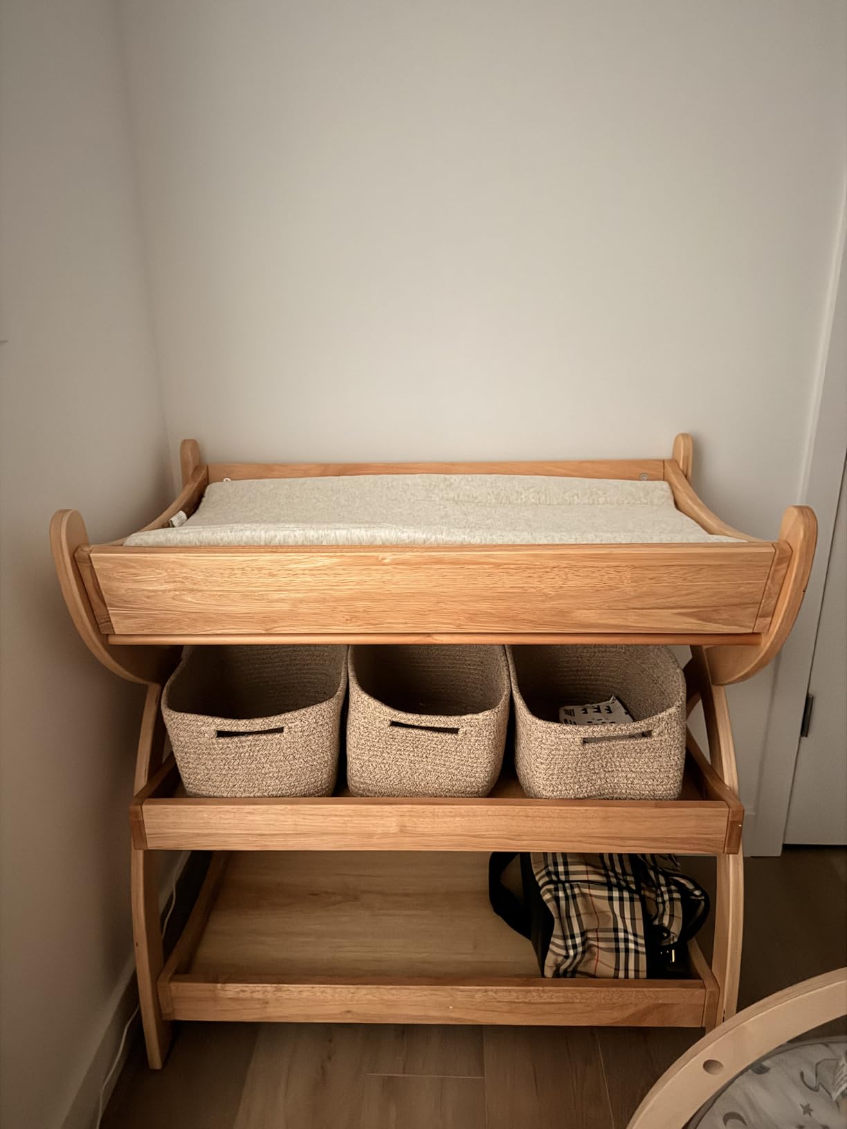 Comfy Cubs Baby Changing Table - Baby Change Table, Natural Wood | Sturdy Wood Construction, Timeless Look Infant Changing Table with Two Open Shelves for Infant Daycare Essentials Storage customer photo 1