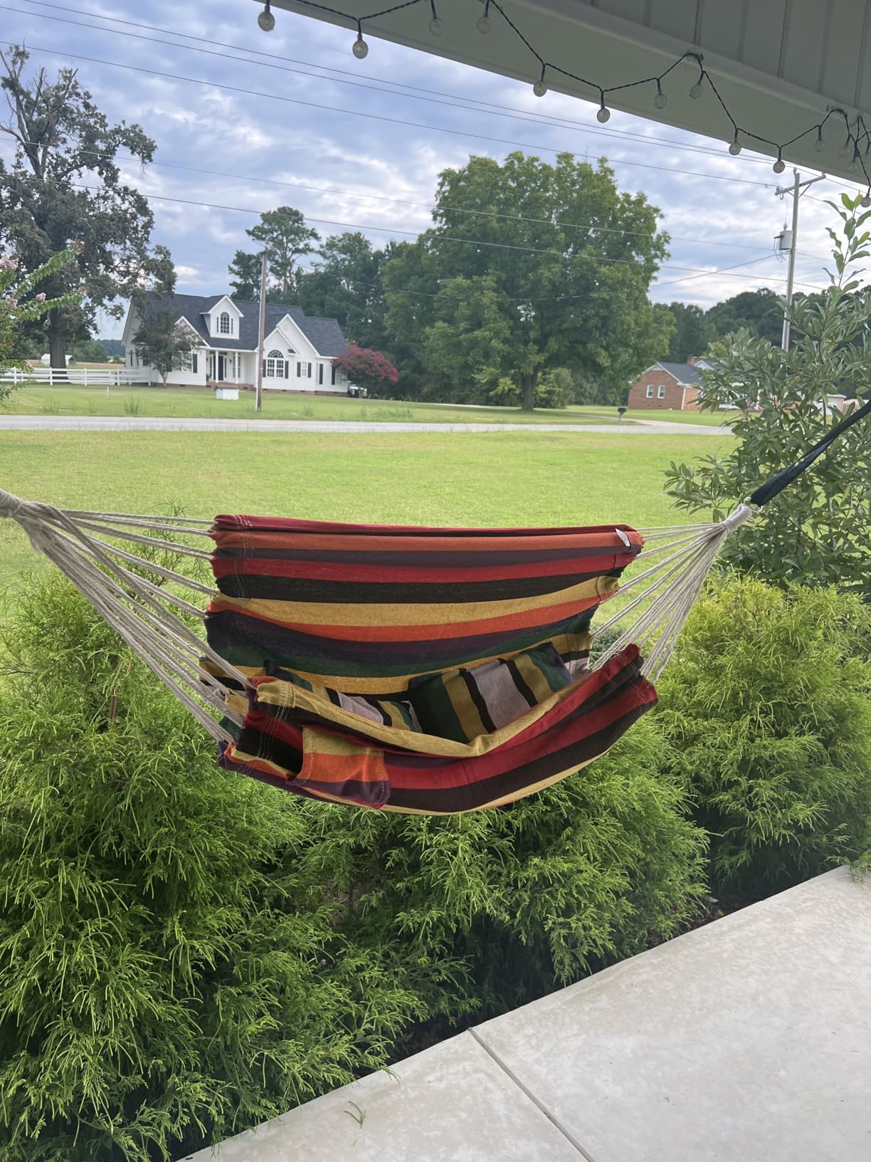 Halalona Hammock Chair Hanging Hammock Chair Rope Swing 2 Cushions Included-Sturdy & Durable Soft Cotton Hand Woven Hammock Swing for Bedroom, Porch, Patio-Indoor/Outdoor customer photo 2