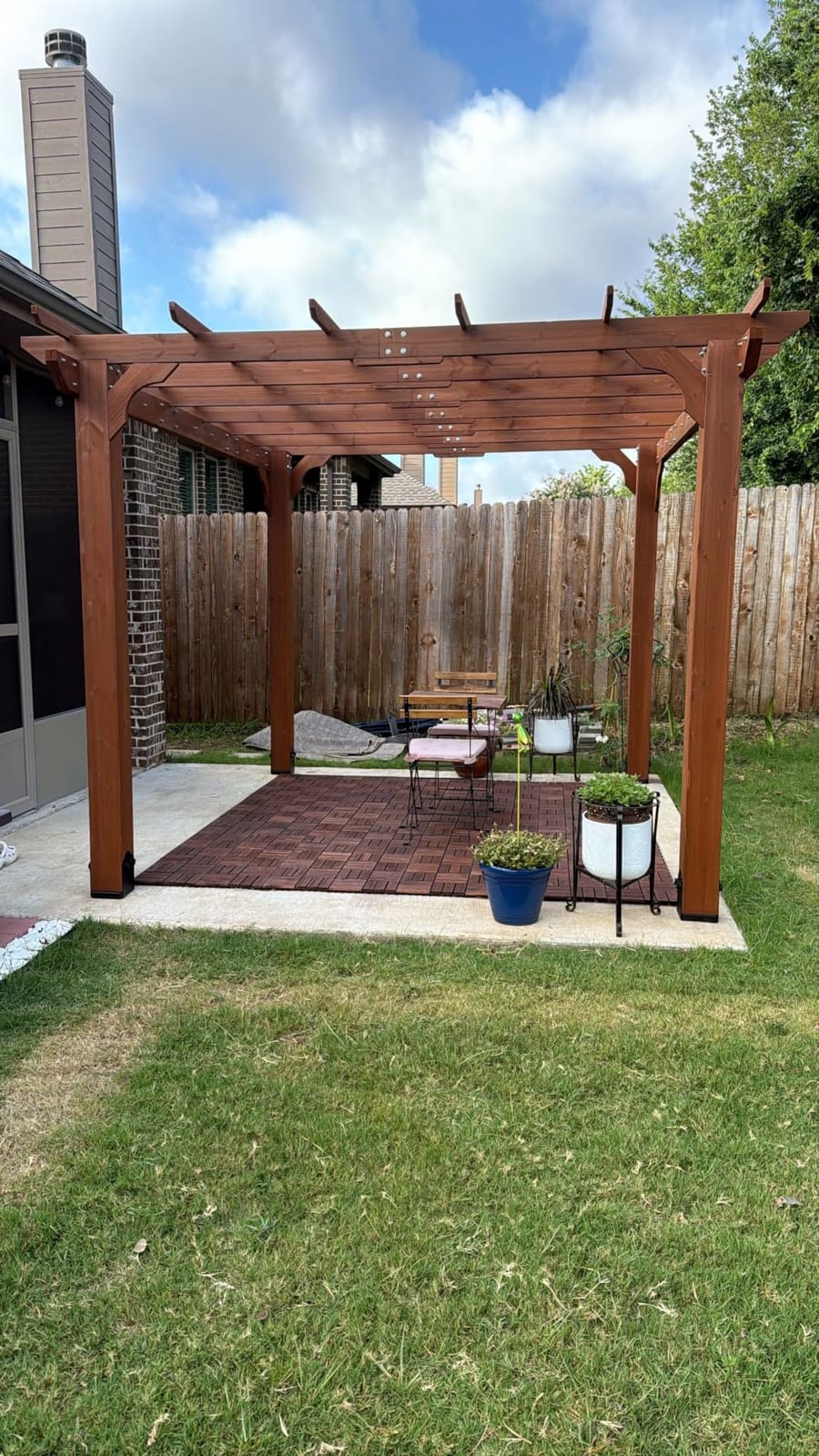 BlueWish 12' x 14' Cedar Wood Patio Pergola with Slatted Trellis Roof, Outdoor Pergola Backyard Gazebo with Solid Structure for Deck Yard Grill Party Garden customer photo 1