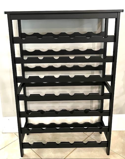 VASMIA 42 Bottles Bamboo Wine Rack,7-Tier Wine Rack Freestanding Floor with Table Top, Wine Storage Shelf for Kitchen Dining Room Bar,Rustic Brown and Black customer photo 1
