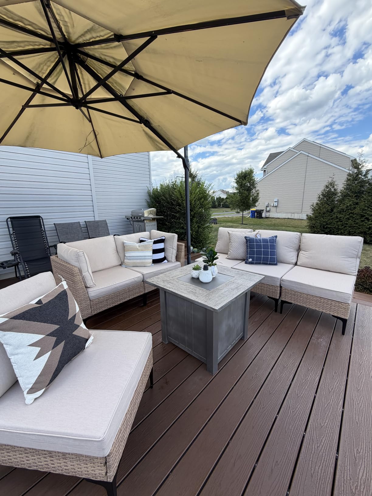 5-Piece Patio Furniture Set, Outdoor Wicker Sectional Sofa with Coffee Table, Anti-Slip & Thick All-Weather Cushions for Party, Garden, Backyard, Beige customer photo 1