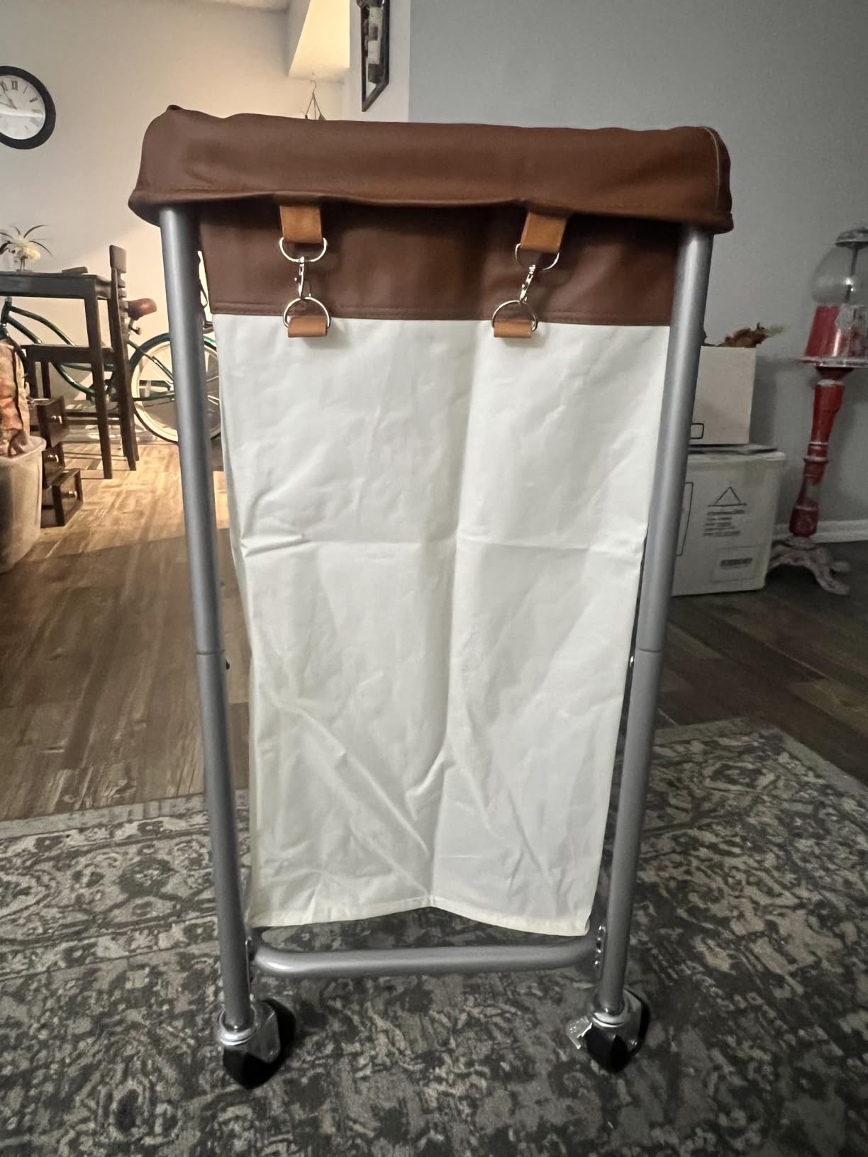SONGMICS Laundry Basket with Wheels, 4-Section, 68.6 Gallons (260 L), Rolling Laundry Hamper, Removable Liner, Steel Frame with Handle customer photo 1