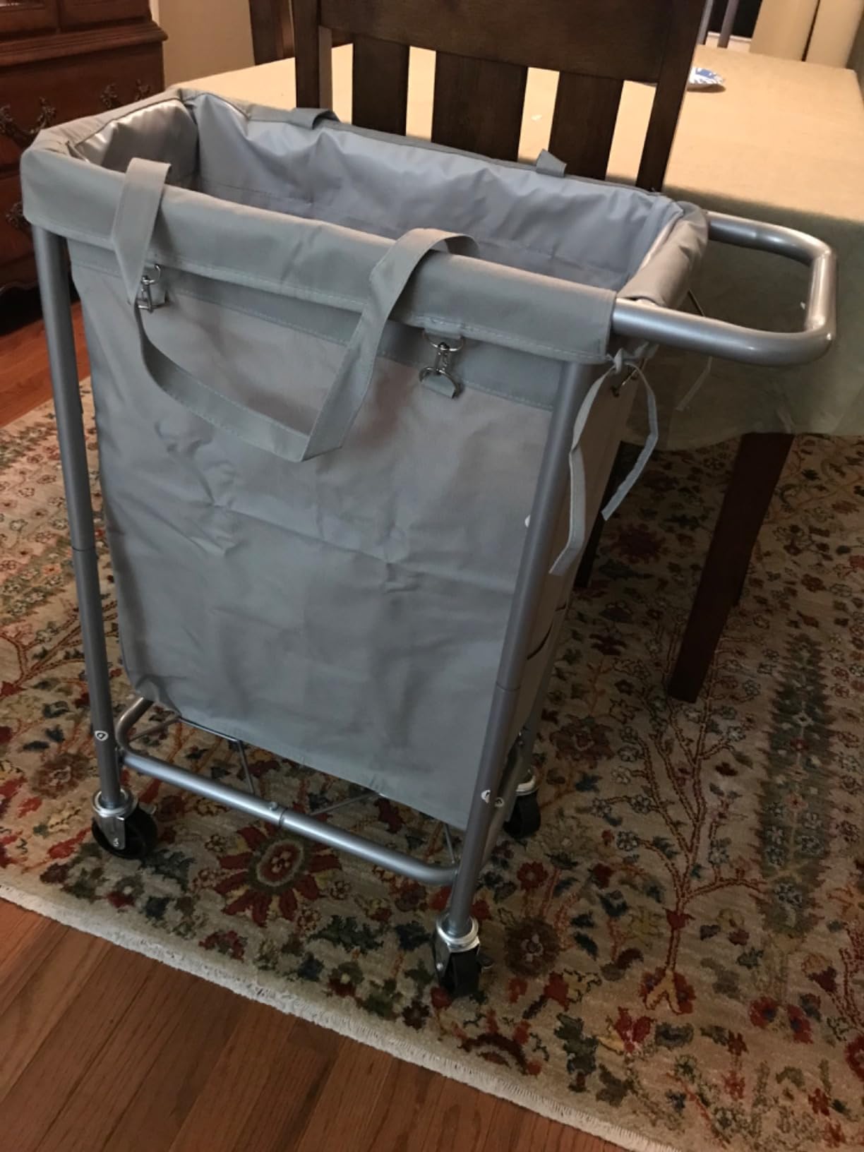 SONGMICS Laundry Basket with Wheels, 4-Section, 68.6 Gallons (260 L), Rolling Laundry Hamper, Removable Liner, Steel Frame with Handle customer photo 2