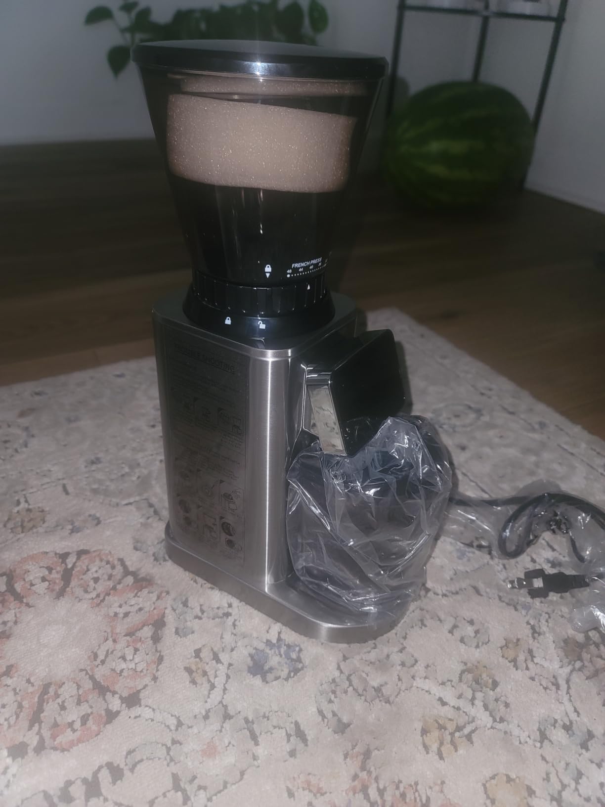 AMZCHEF Conical Burr Coffee Grinder, 48 Grind Settings, Anti-Static Burr Mill with Precision Timer & LED Touchscreen, for Espresso, Drip, Pour Over, Cold Brew & French Press, Stainless Steel, Silver customer photo 1
