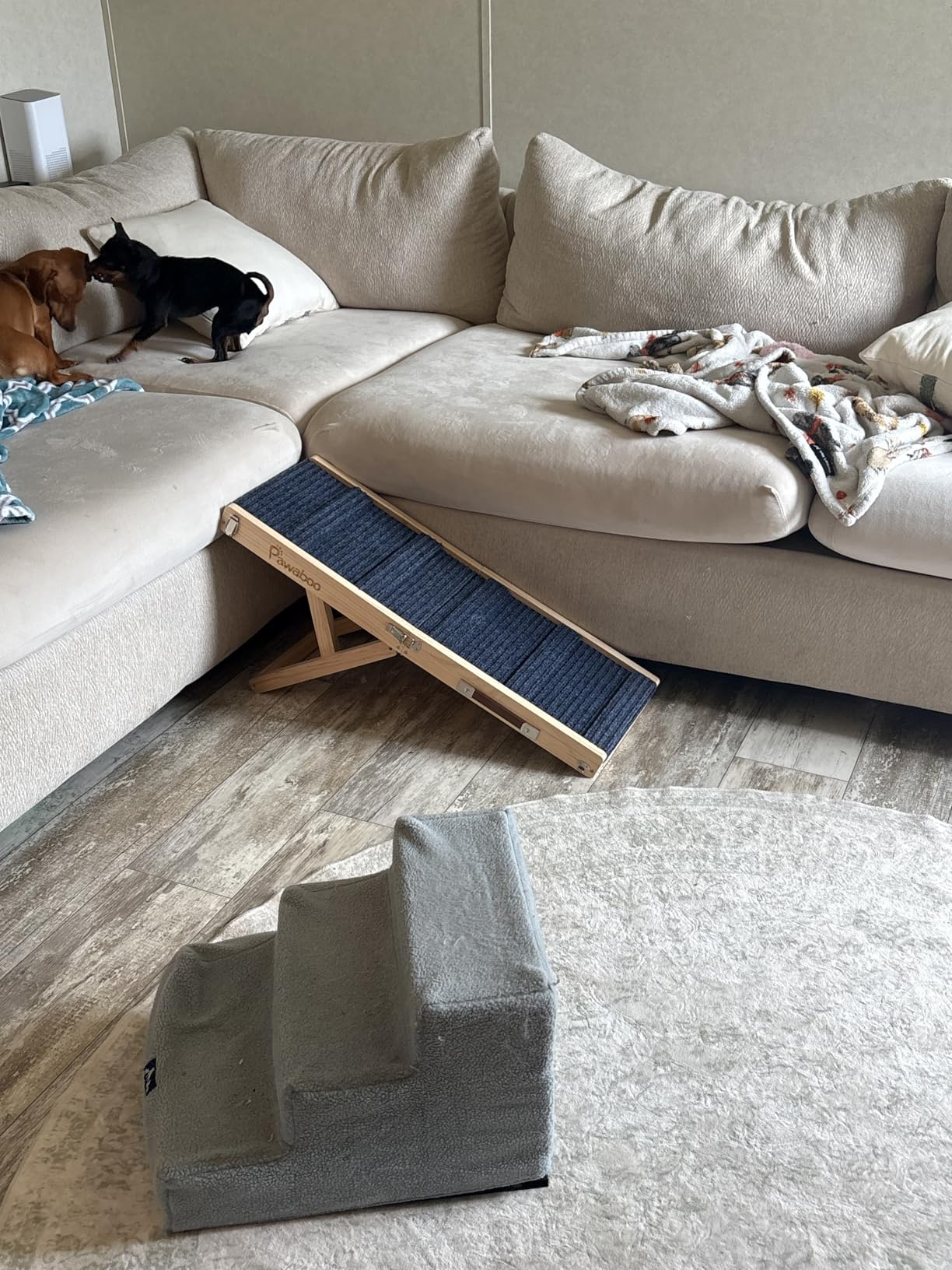 Pawaboo 2026 Upgraded Small Dog Ramp for Couch Foldable, 5 Ajustable Height | Height from 9.8