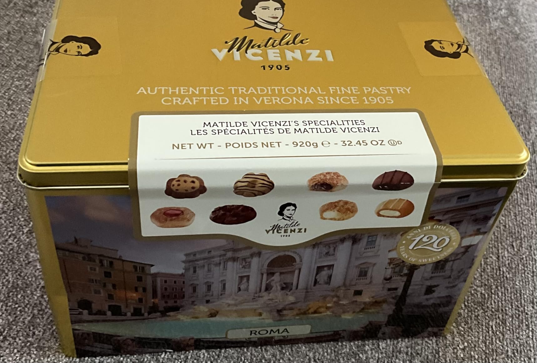 Matilde Vicenzi Roma Cookie Gift Tin - Pastries & Cookies in Individually Wrapped Trays - Assorted Cookies in Italian Design Tin 32.5oz customer photo 1