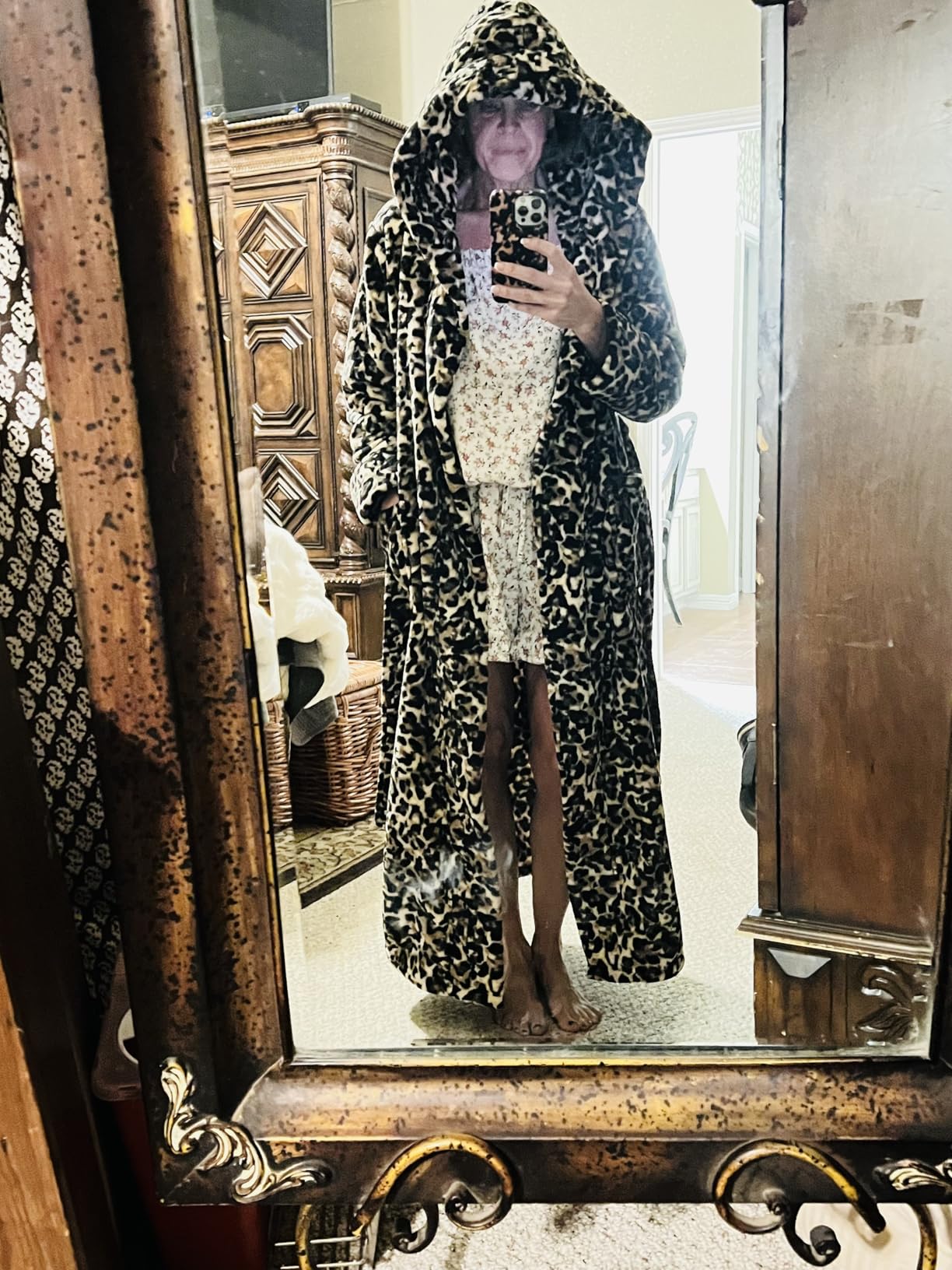 ADR Women's Long Sleeve Plush Fleece Hooded Robe, Full Length Bathrobe customer photo 2