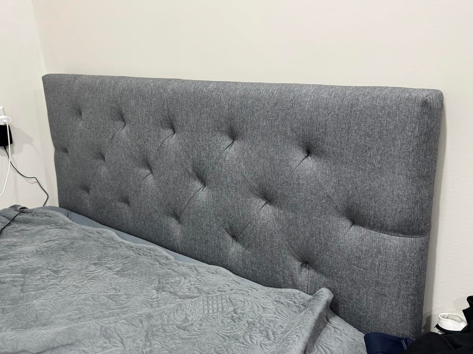 Howjoe Linen Fabric Upholstered Headboard Queen Size, Modern Diamond Tufting Solid Wood Queen Headboard Only, Adjustable Height from 37