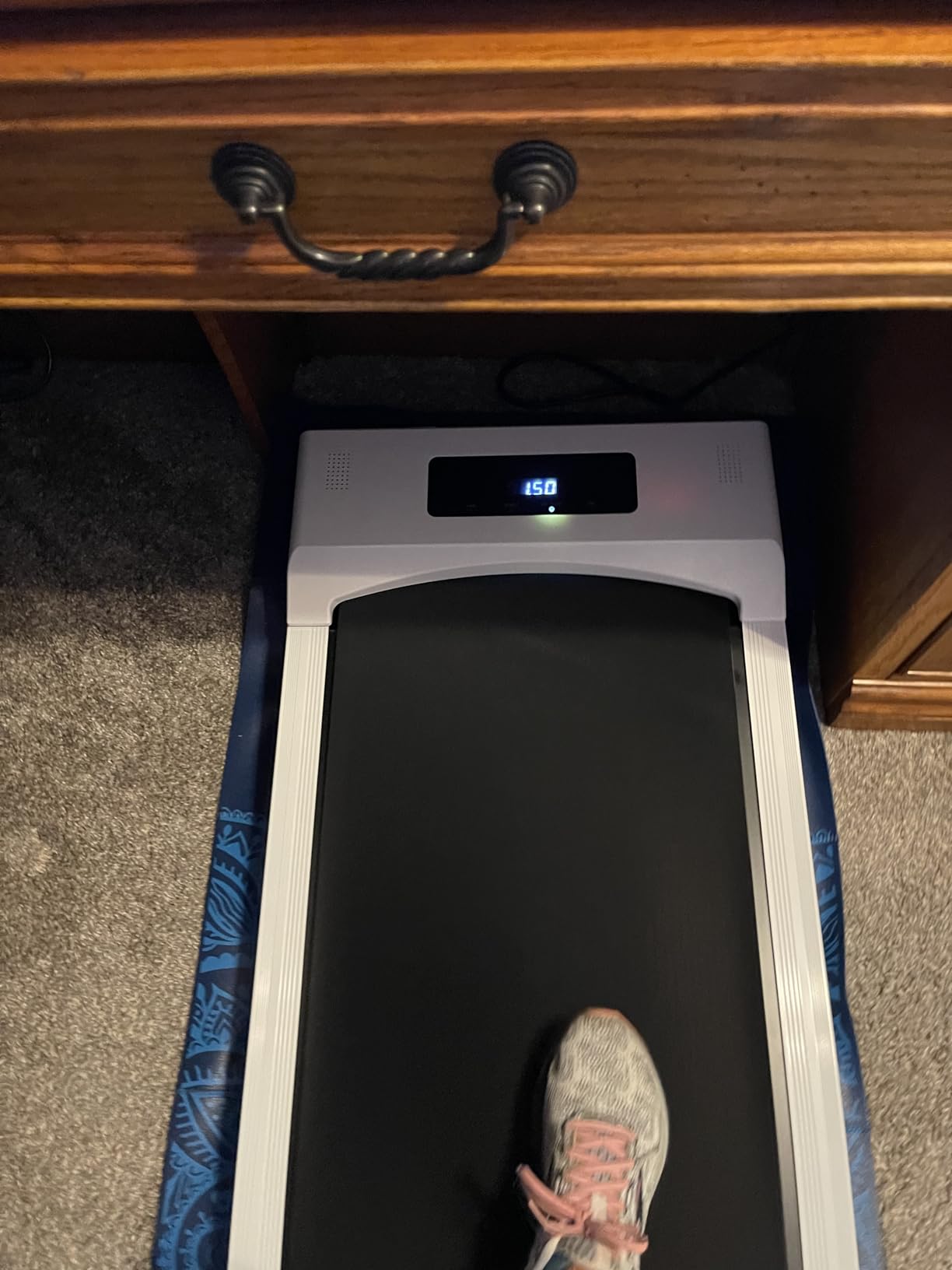 Walking Pad Treadmill with Desk Workstation, 3.5 HP Foldable Treadmills with 15% Incline & Handle Bar, 450lbs Capacity, 2s Folding, Ultra-Quiet, Small/Compact Under Desk Treadmills for Home Office customer photo 2