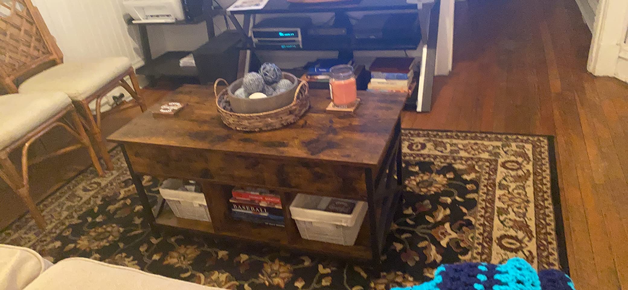 VASAGLE Lift Top Coffee Table, 3 in 1 Center Table with Storage, 2 Drawers customer photo 2