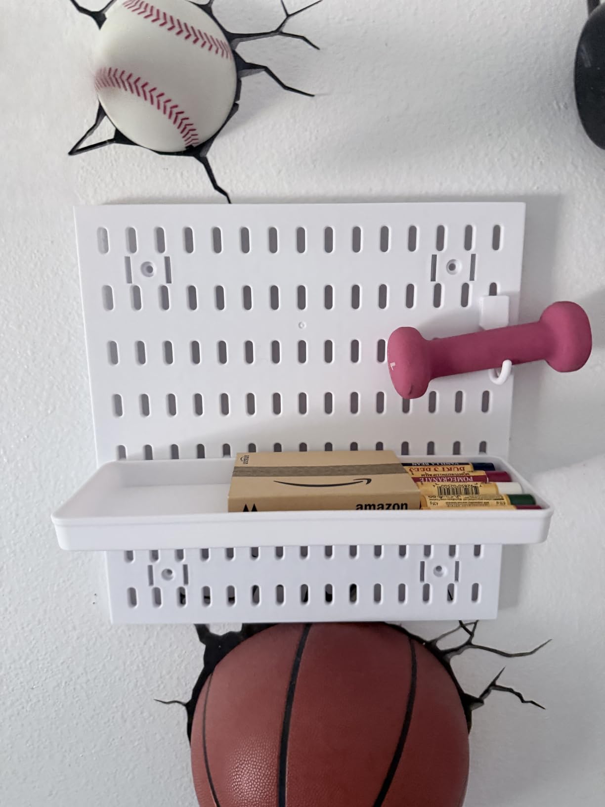 White Pegboard Wall Organizer Kit, Craft Room, 4 Panels Hooks & Shelves | Peg Board Accessories for Sewing, Desk and Home Office, ABS Storage with Bins, Holds Small Parts, Easy to Clean, Maker Gift customer photo 1
