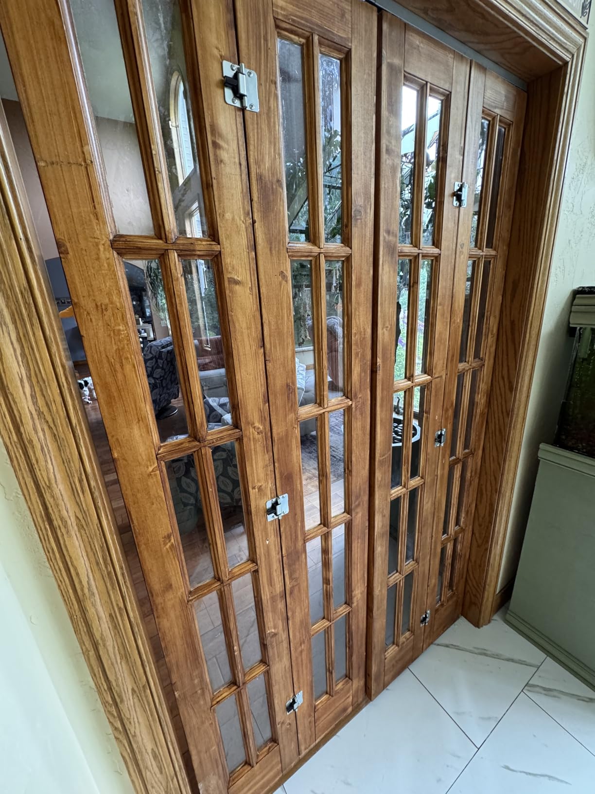 EaseLife Bifold Closet Door, for 32in x 80in (Double 16x80) Opening, French Glass Barn Doors with 2.66FT Concealed Bi-Fold Sliding Hardware Kit Included, Preassembled Door, Easy Install, DIY staining customer photo 2