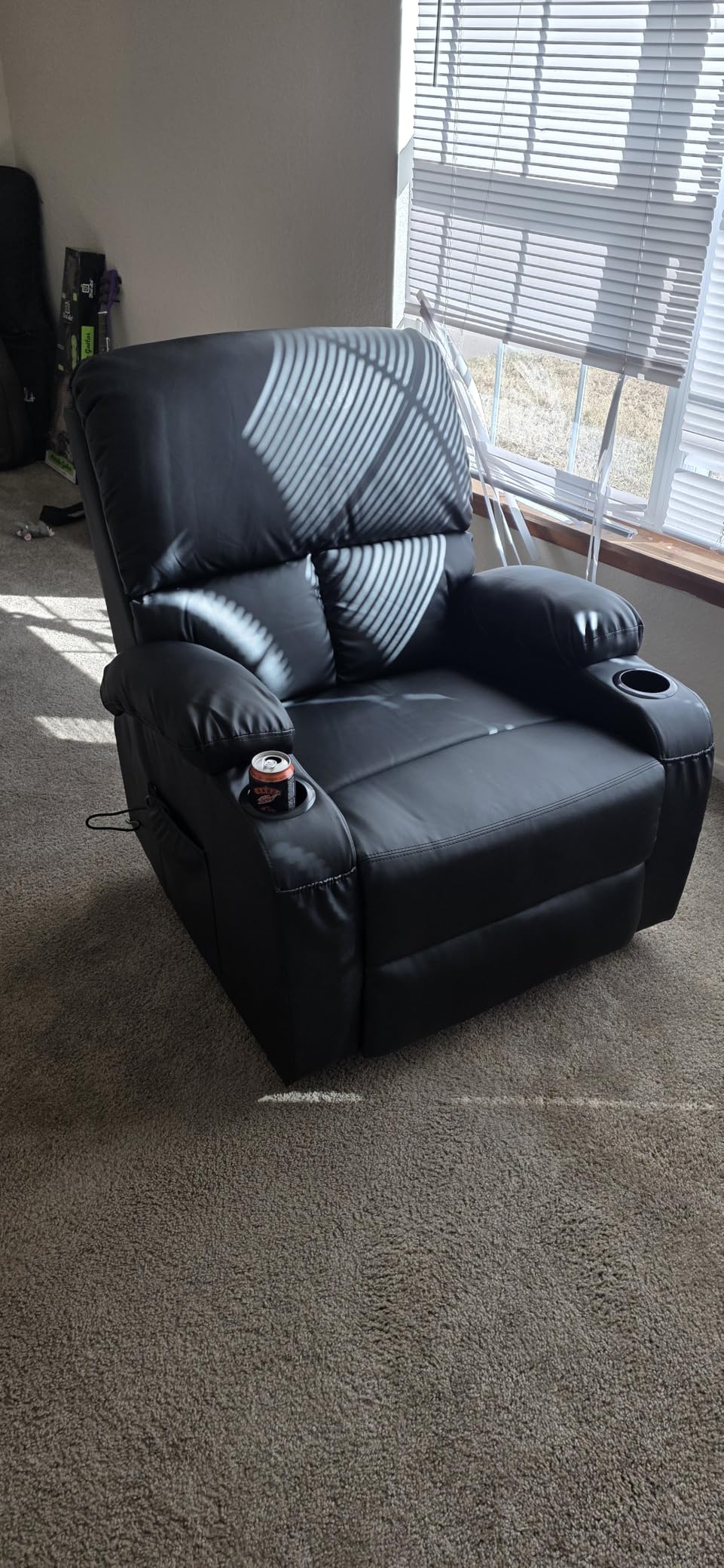 LAFWELL Rocking Recliner Chair, Massage Rocker Recliner Chair with Vibration Massage and Heat, USB and Type-C Ports, 360° Swivel Faux Leather Chairs, Living Room, Bedroom, Nursery, RV, Black customer photo 2
