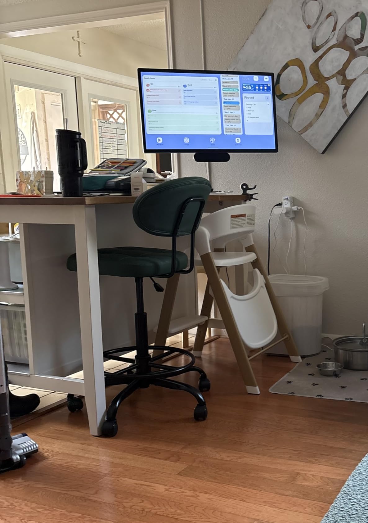 Misolant Drafting Chair, Armless Tall Office Chair with Footrest Ring for Standing Desk, Small Faux Leather Executive Computer Chair with Adjustable Height for Bar Lab Counter Height Desk, Green customer photo 1