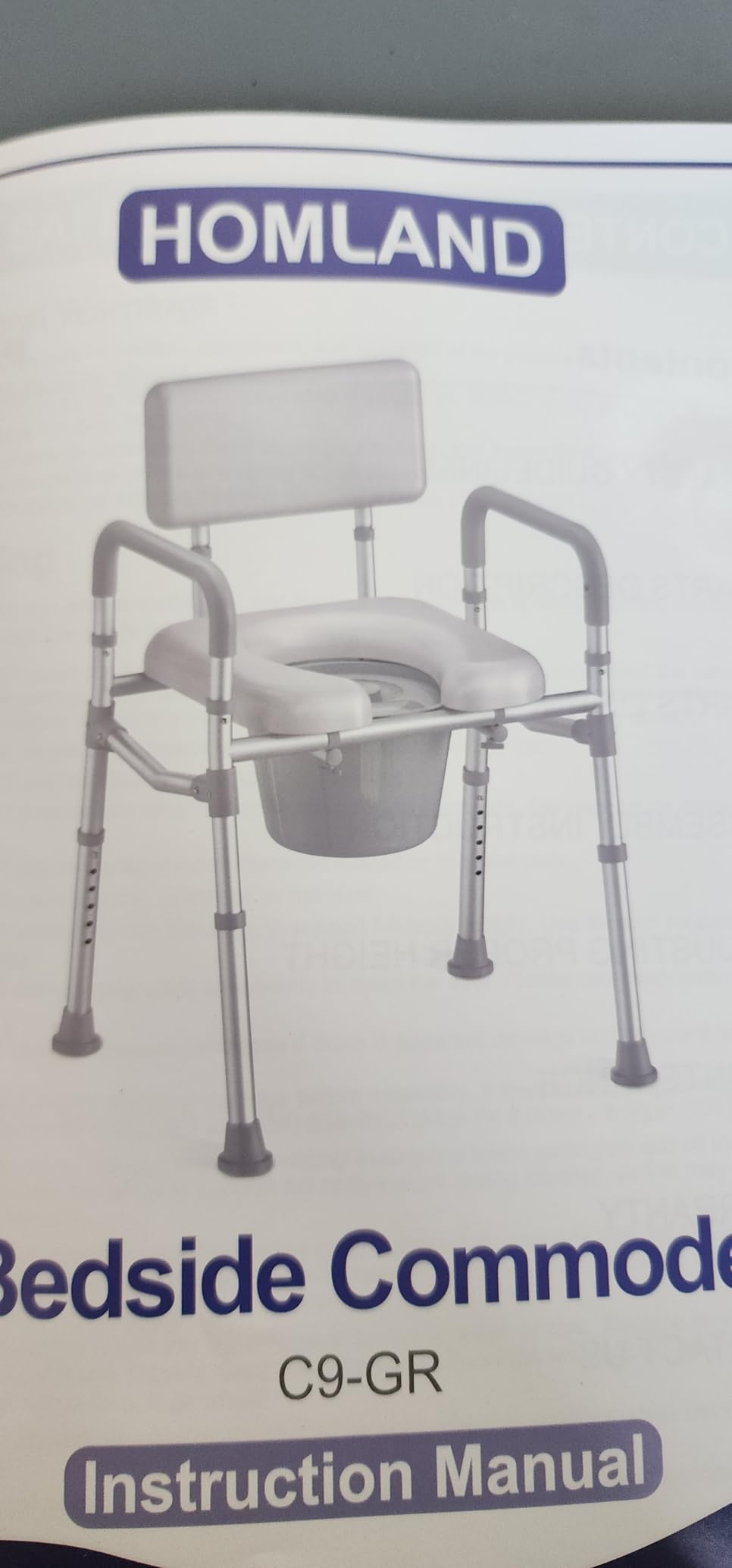 HOMLAND Bedside Commode Toilet, Padded Seat & Backrest, Enhanced Crossbar customer photo 2