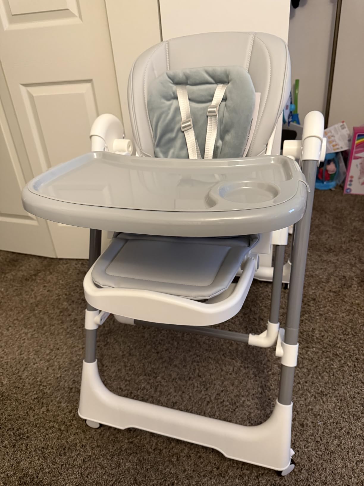 High Chairs for Babies and Toddlers Convert to Baby Rocker Foldable High Chair Adjustable Convertible with Reclining Seat & Leg Rest, 3-in-1 with Tool-Free Assembly (Grey) customer photo 1