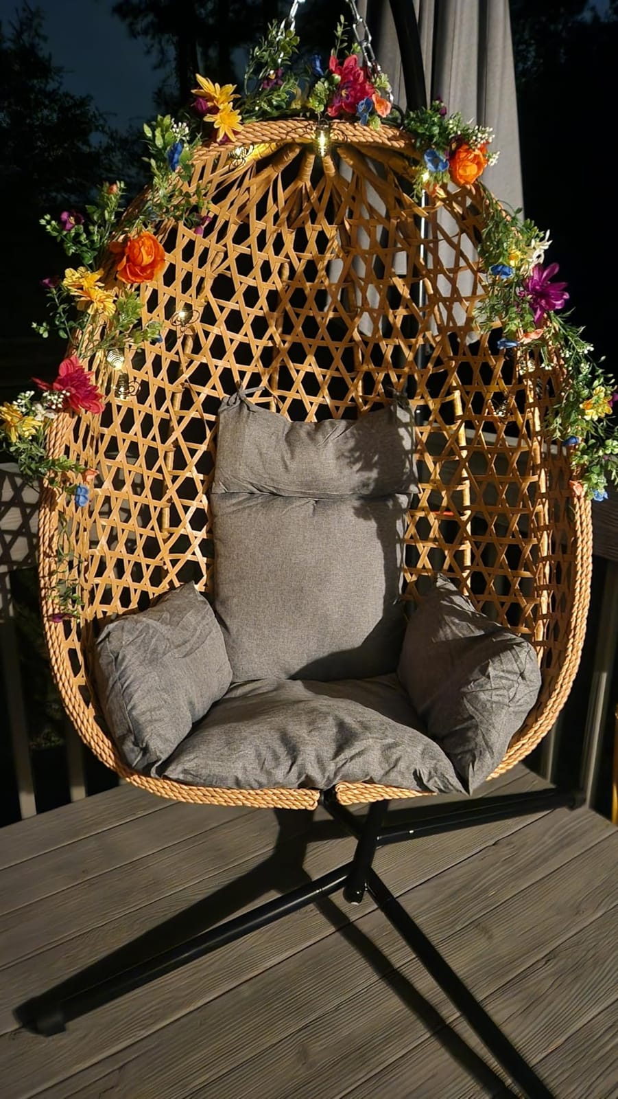 LEX CRAFT Egg Chair with Stand, Patio Wicker Hanging Chair, Hammock Swing Chair, 350LBS Capacity for Bedroom, Balcony, Garden (YE-BE) customer photo 1