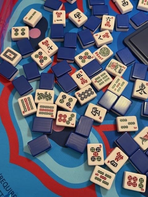 TIASUSAN American Mahjong Tile Set, 166 Blue Tiles, Bag and Mahjong Accessories, 4 All-in-One Rack/Pushers, Mahjong Set Complete customer photo 2
