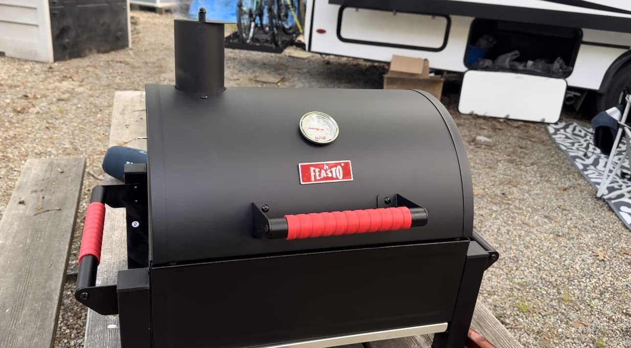 Feasto Heavy-Duty 30-Inch Charcoal Grill with Offset Smoker Grill | Side Table & 831 Sq. In Cooking Space, Black customer photo 2