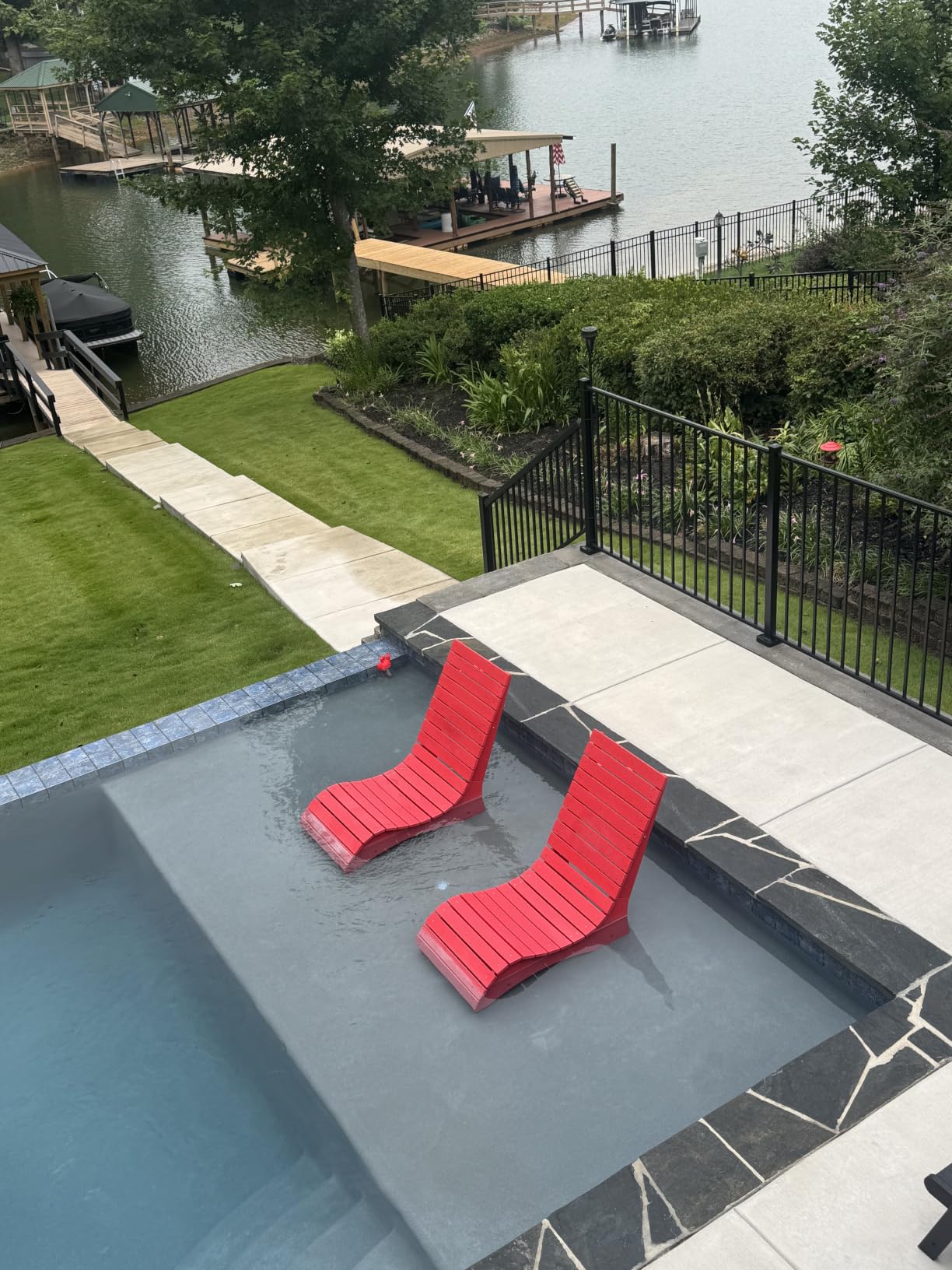 Pool Lounge Chairs Set of 2, Fade-Proof for Shallow Water Headrest | Anti-Floating Pool lounge chairs fit 8-10in baja shelf, tanning chair, all-weather HDPS frame, non-slip build, up to 330 lbs customer photo 2