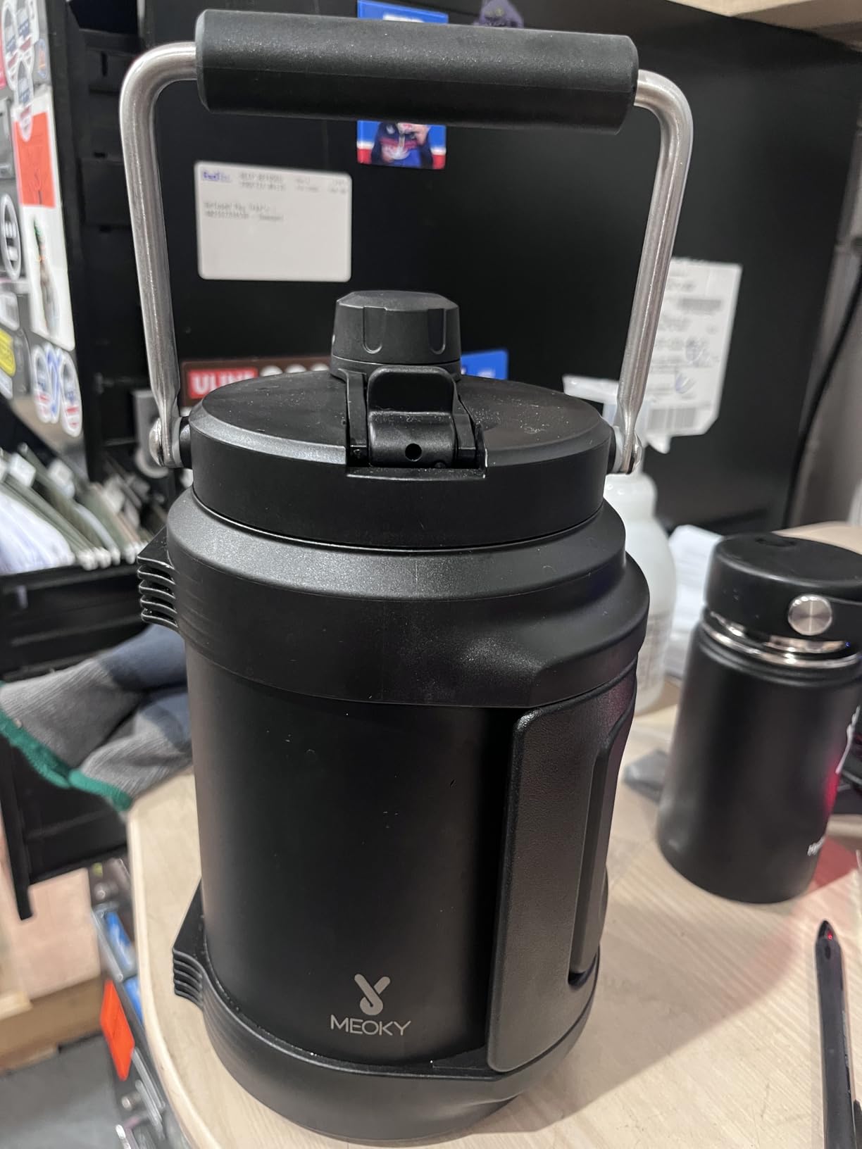 64 oz Insulated Water Bottle for Gym: Meoky Triple Wall Vacuum Stainless Steel Half Gallon Water Jug - Top and Side Handles, 2-in-1 Straw and Spout Lid, Cold for 36 Hrs, Leak Proof for Camping (Night) customer photo 2
