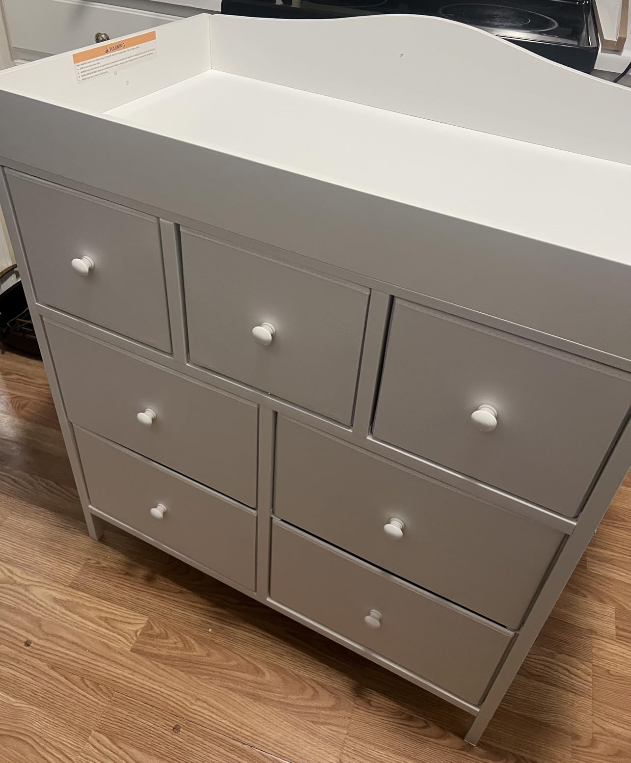 BOLUO Changing Table Dresser with Storage, Baby Dresser with Changing Table Top Diaper Changing Station with 7 Fabric Drawers for Nursery Modern customer photo 1