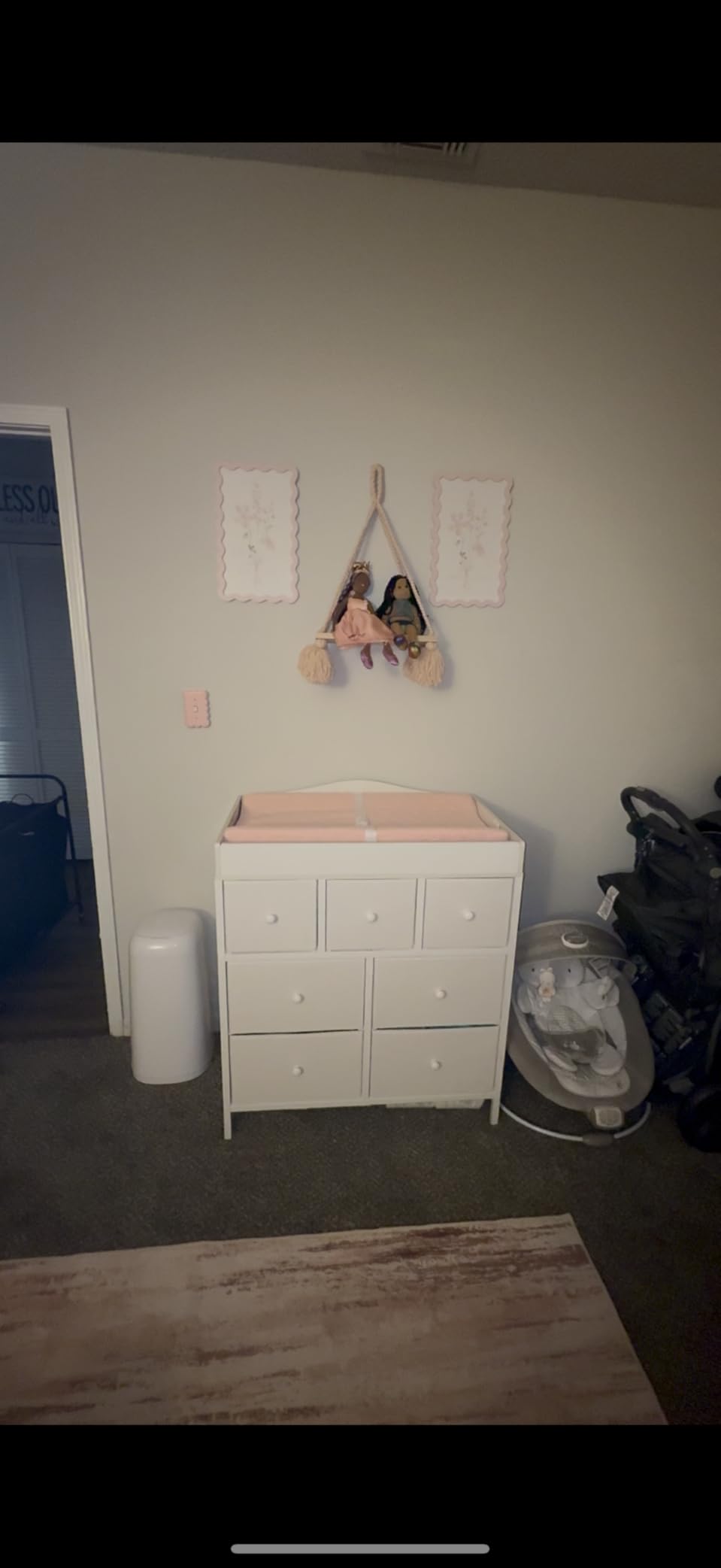 BOLUO Changing Table Dresser with Storage, Baby Dresser with Changing Table Top Diaper Changing Station with 7 Fabric Drawers for Nursery Modern customer photo 2
