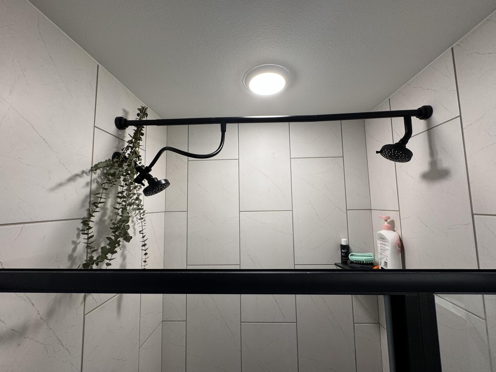 Dual Shower Head for Couples, High Pressure Double Shower Heads for Two People Rod, Two Showerhead System Fit 2 Person, Birthday Gifts for Women Men, Spa-Like (Black) Segmented Design customer photo 2