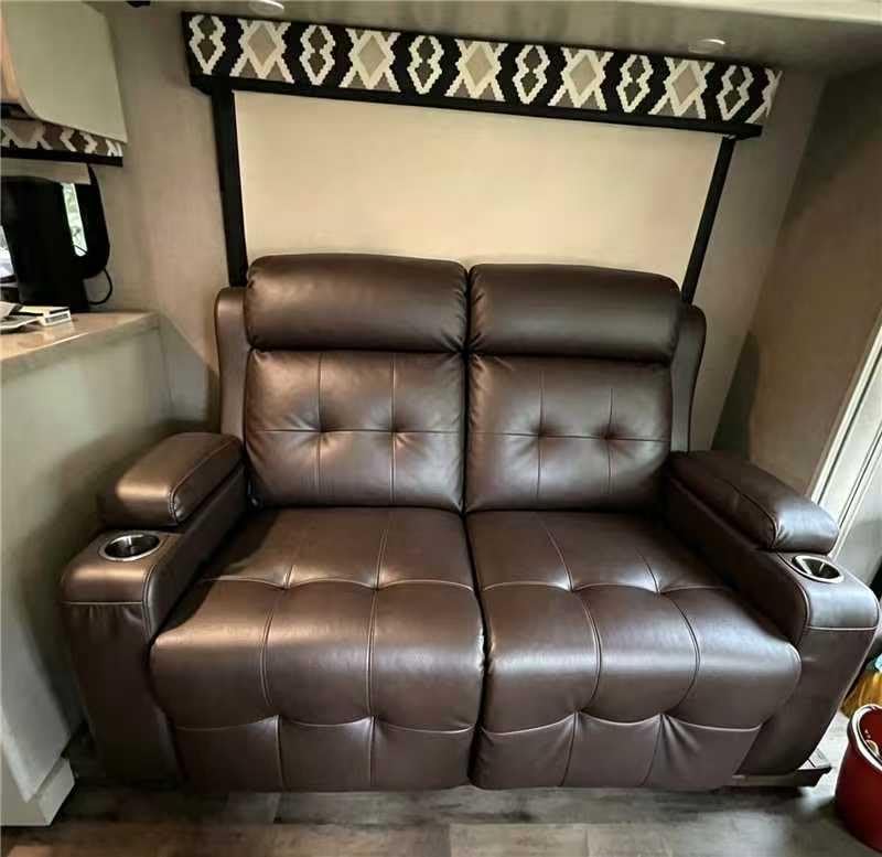 RV Loveseat Recliner Sofa, Wall Hugger Reclining RV Couch with USB | RV Reclining Loveseat with Massage, Pocket, Cup Holder, 150° Recline for RV Furniture, Travel Trailers & Home Theater Seating customer photo 2