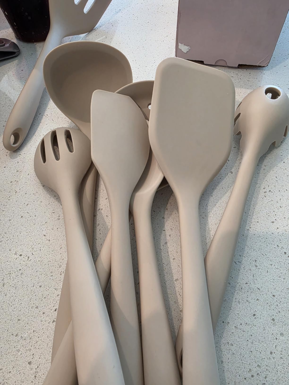 NonToxic Platinum Silicone Utensils, 100% Plastic-Free, 8-Pcs, Beige | LFGB-certified platinum silicone. Solid steel core, no hidden plastics. 500°F heat resistant. Non-scratch. Dishwasher safe customer photo 2