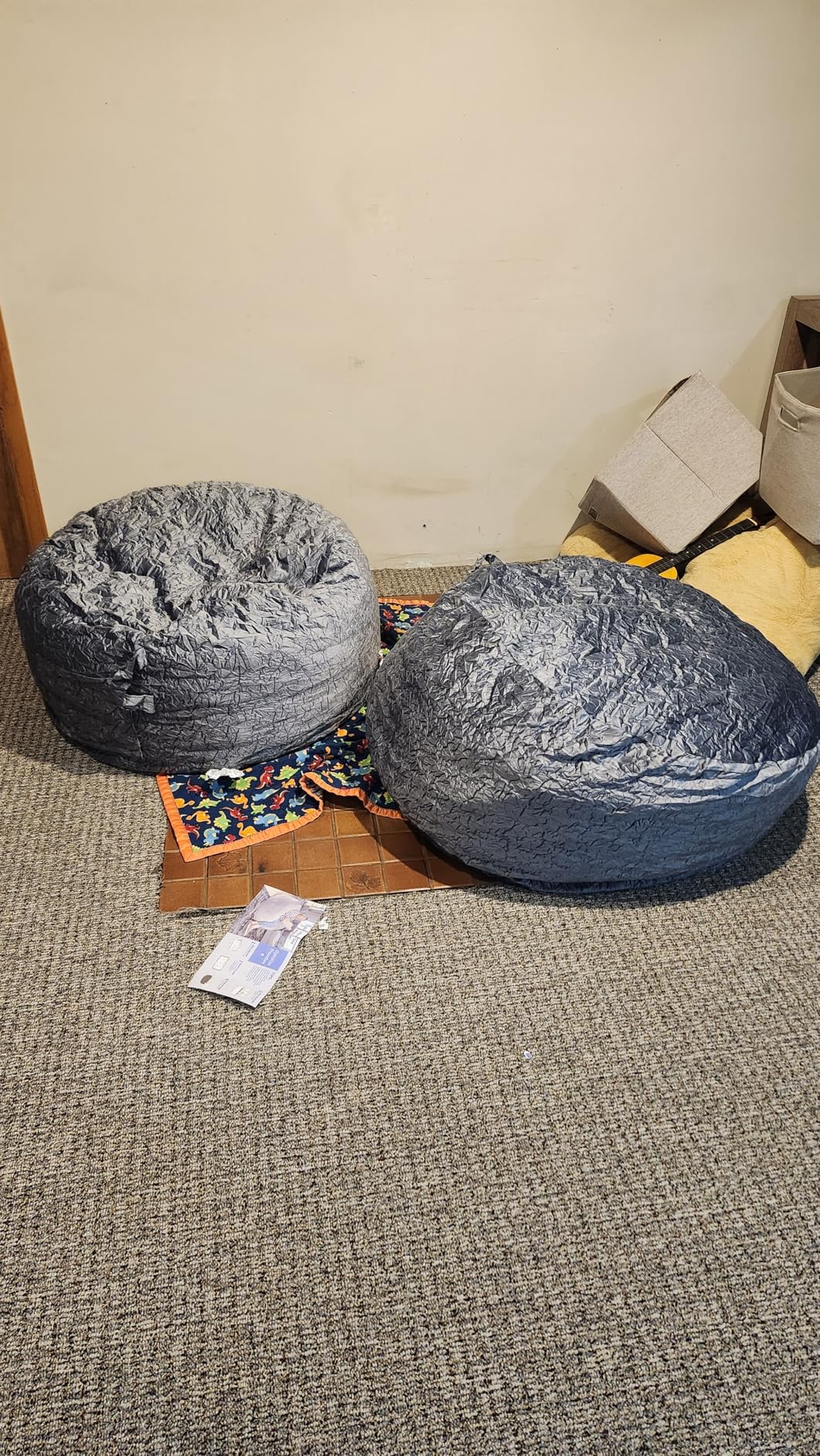 3 Ft Bean Bag Chair, Bean Bag Chairs for Living Room, 3 Foot, Dark Grey | Bean Bag Chairs for Adults, Memory Foam Filling, Beanbag with Filler Included, Soft Velvet Cover, Pocket & Pull-Handle customer photo 2