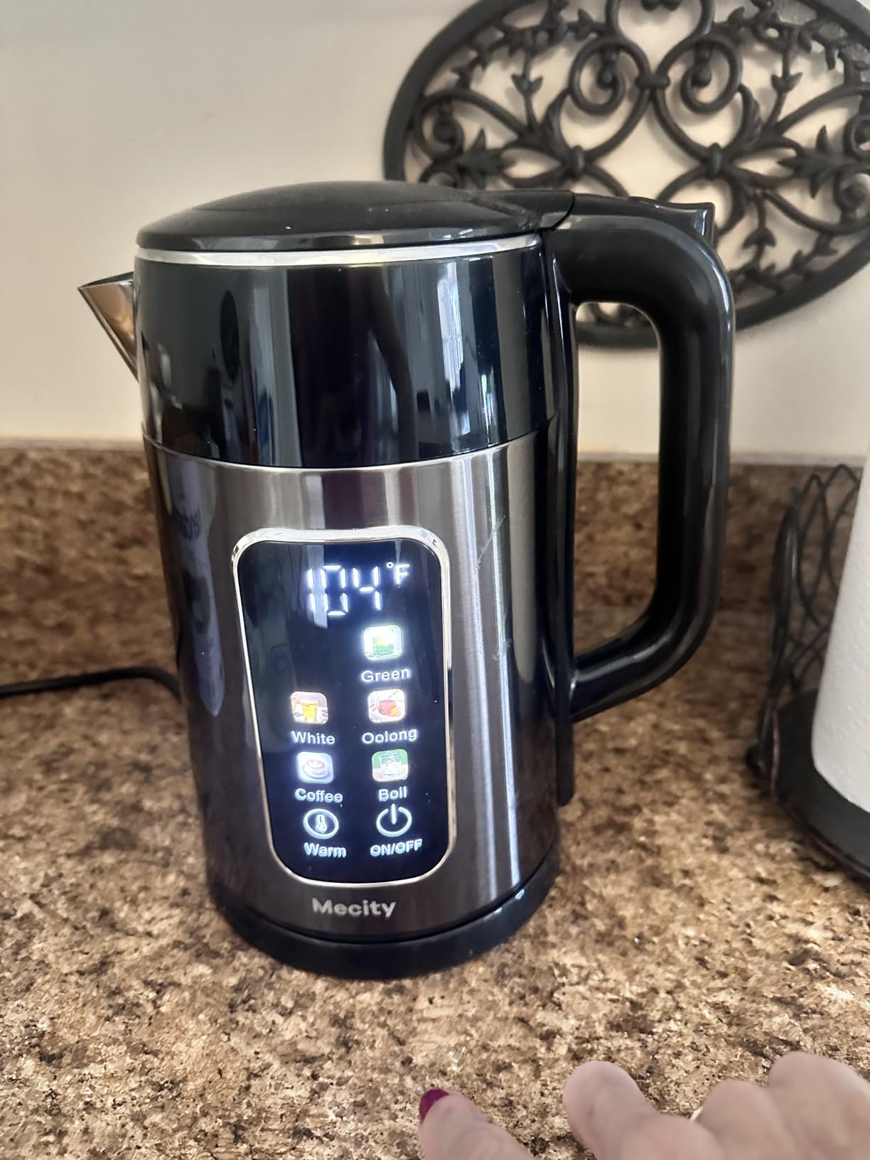 Mecity Electric Kettle 1.7L Touch Screen Temperature Control Water Boiler, No Plastic Contact with Water. 6 Preset Temperature Programs, 2 Hours Keep Warm, Auto Shut Off, Dark Grey customer photo 1