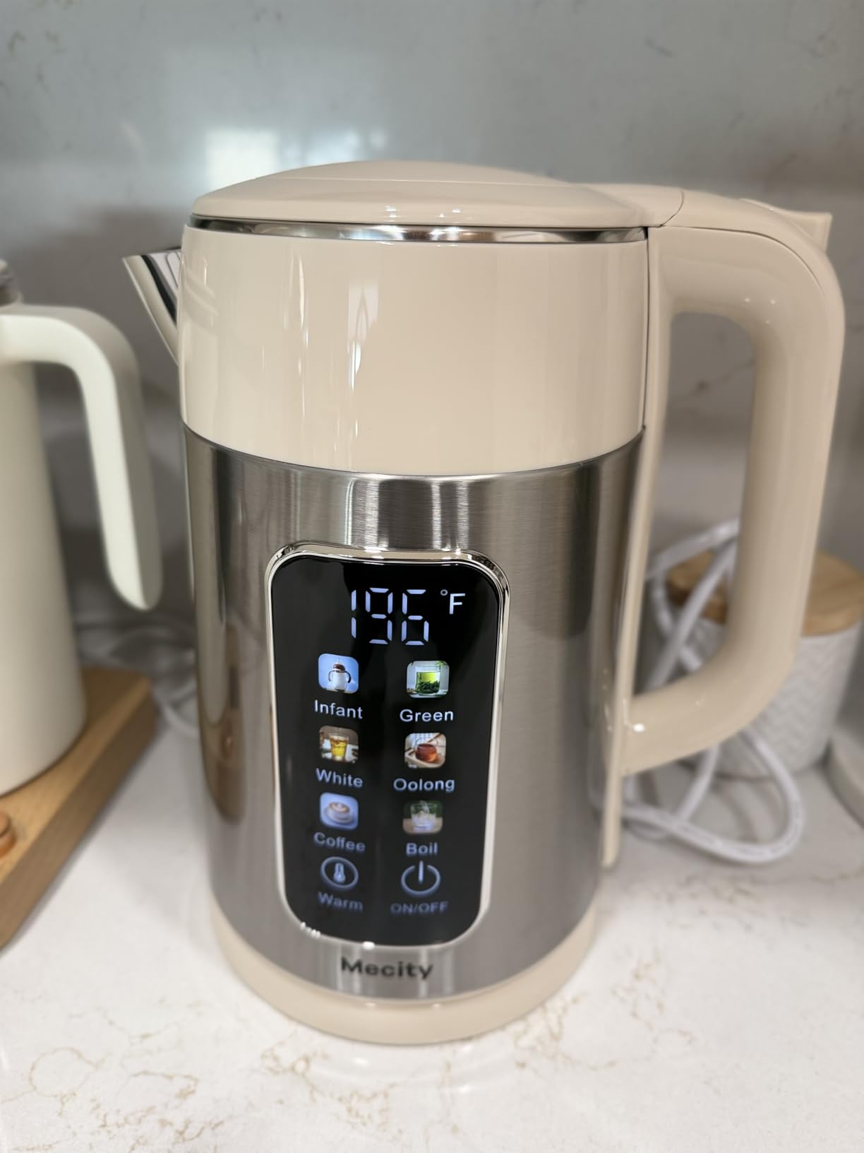 Mecity Electric Kettle 1.7L Touch Screen Temperature Control Water Boiler, No Plastic Contact with Water. 6 Preset Temperature Programs, 2 Hours Keep Warm, Auto Shut Off, Dark Grey customer photo 2
