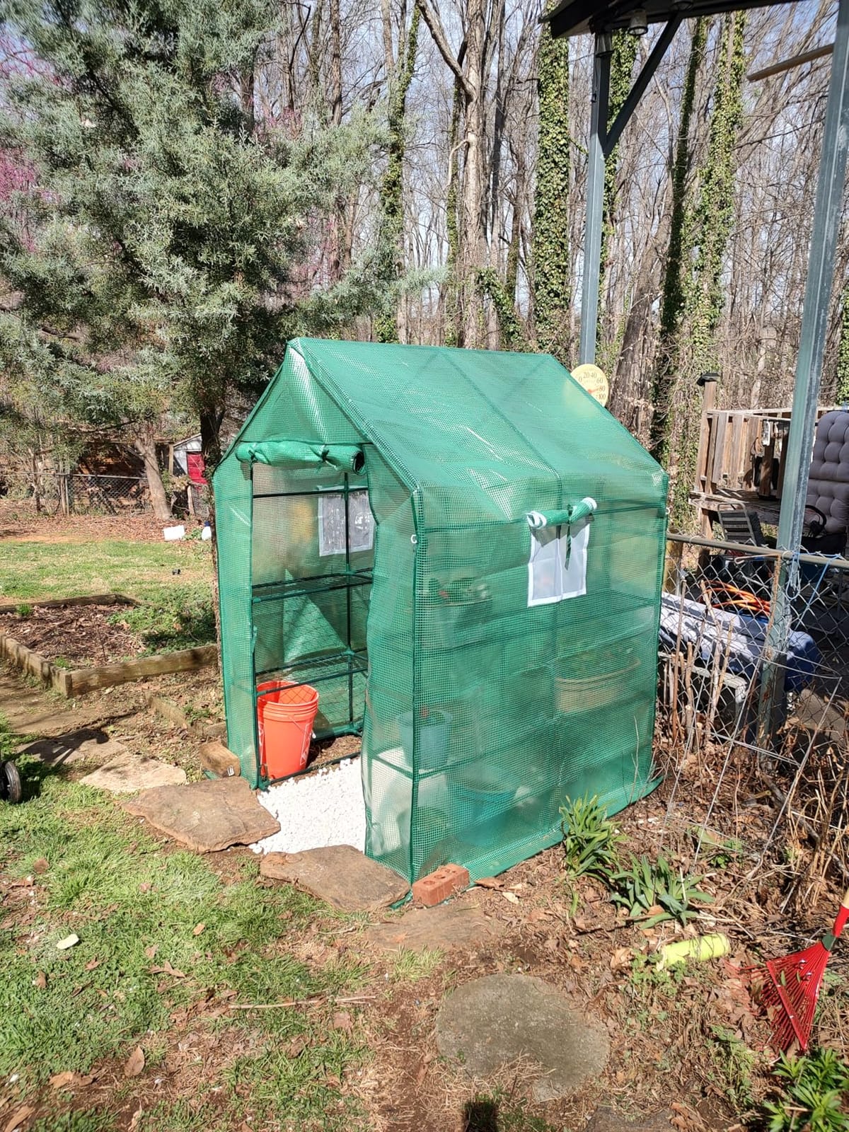 56×56×78Inch Walk-in Greenhouse for Outdoors Garden Winter, Green | Screen Windows, Thicken PE Cover and Steel Shelves, Heavy Duty Portable Small Plant House customer photo 2