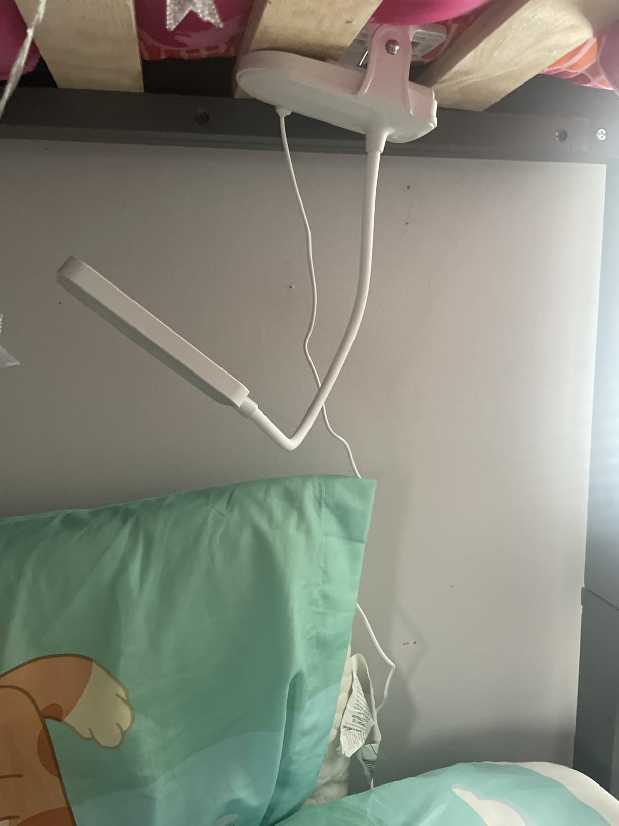 Clip on Light,9 Brightness+5 Colors Rechargeable Lamp,4000mAh Battery Powered Lamp,450 Lumen 48 LED Desk Lamp with Clamp,Cordless & Wireless Lamp,Reading Light for Bed/Headboard/Table/Dorm/Home Office customer photo 2