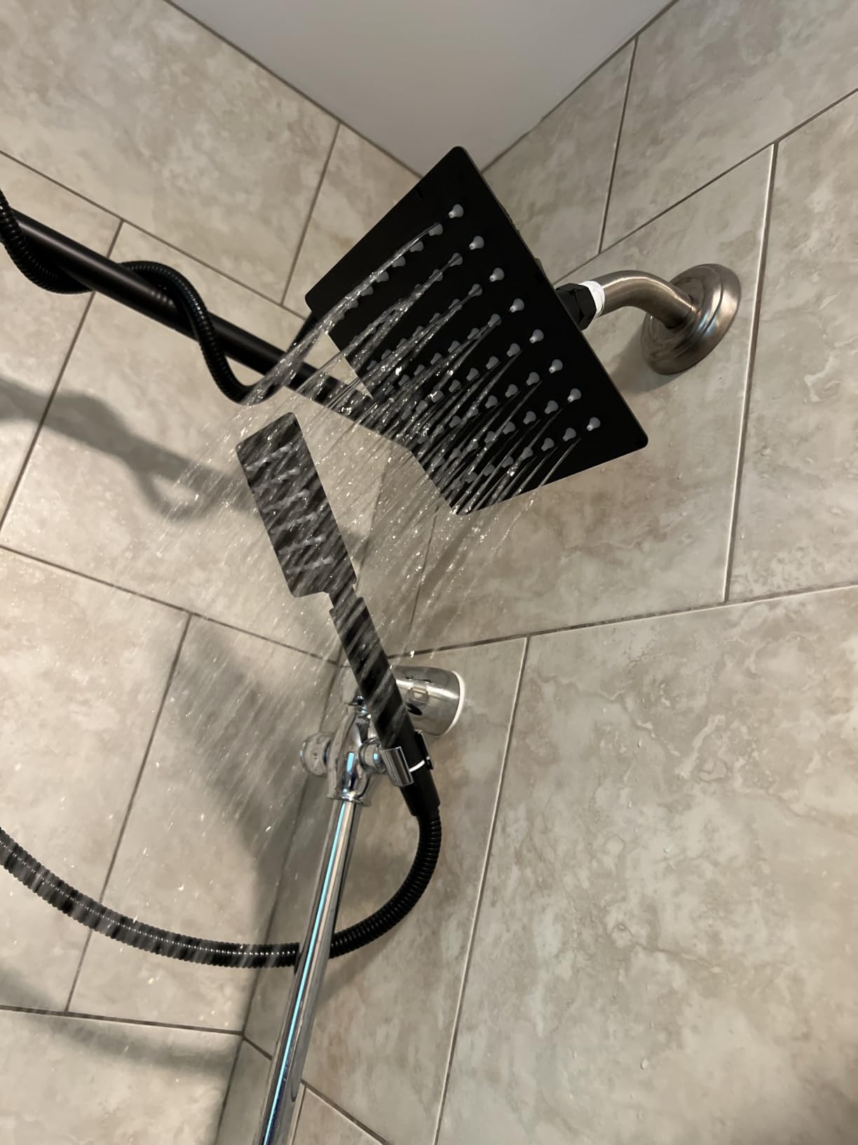 Voolan Dual Shower Head for Couples, High Pressure Rain Showerhead and Handheld Spray Combo, Adjustable Double Shower Heads for 2 People Bathroom (Black) customer photo 2
